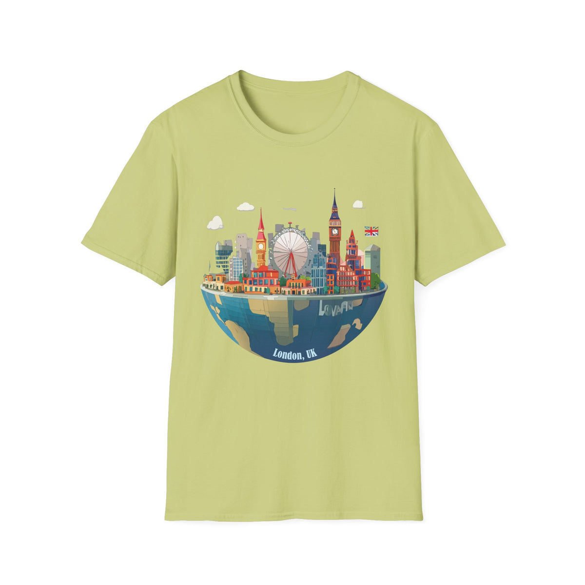 London Skyline Illustration T-Shirt | Big Ben, London Eye, Union Jack