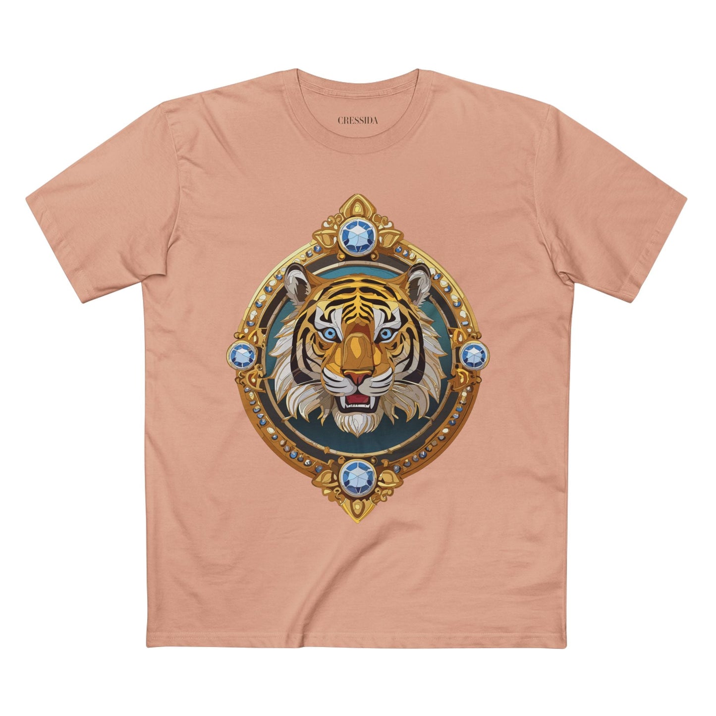 Tiger Graphic Unisex 100 Cotton Tee With Unique Animal Golden Medallion Art Design 6