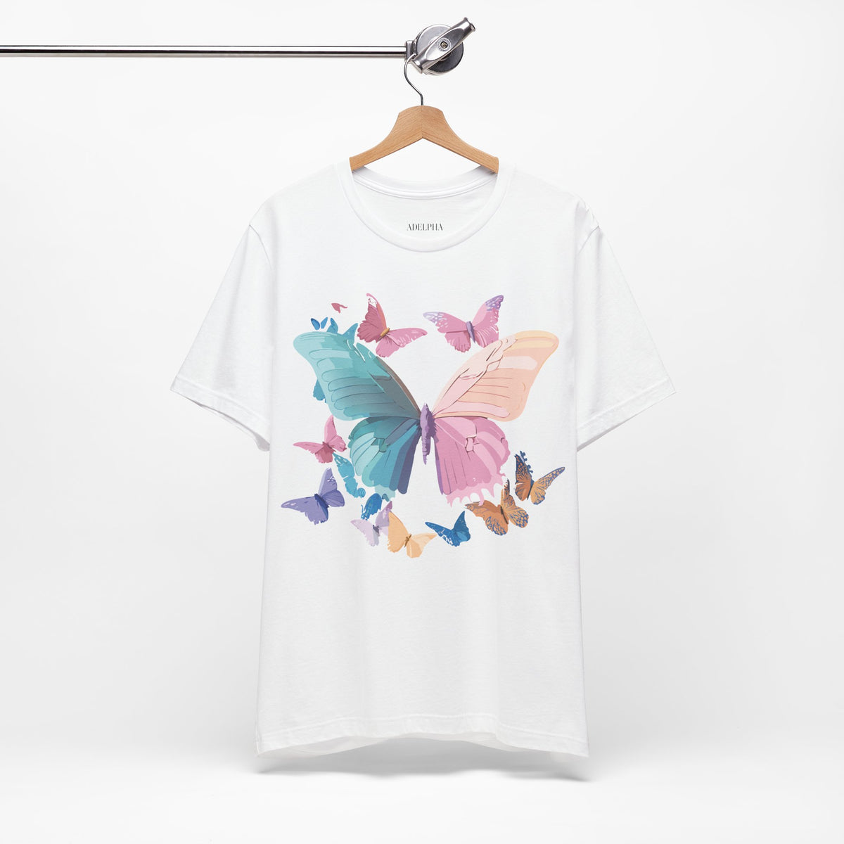 Butterfly Graphic Unisex Cotton Bella+Canvas Tee with Floral Art Design m03