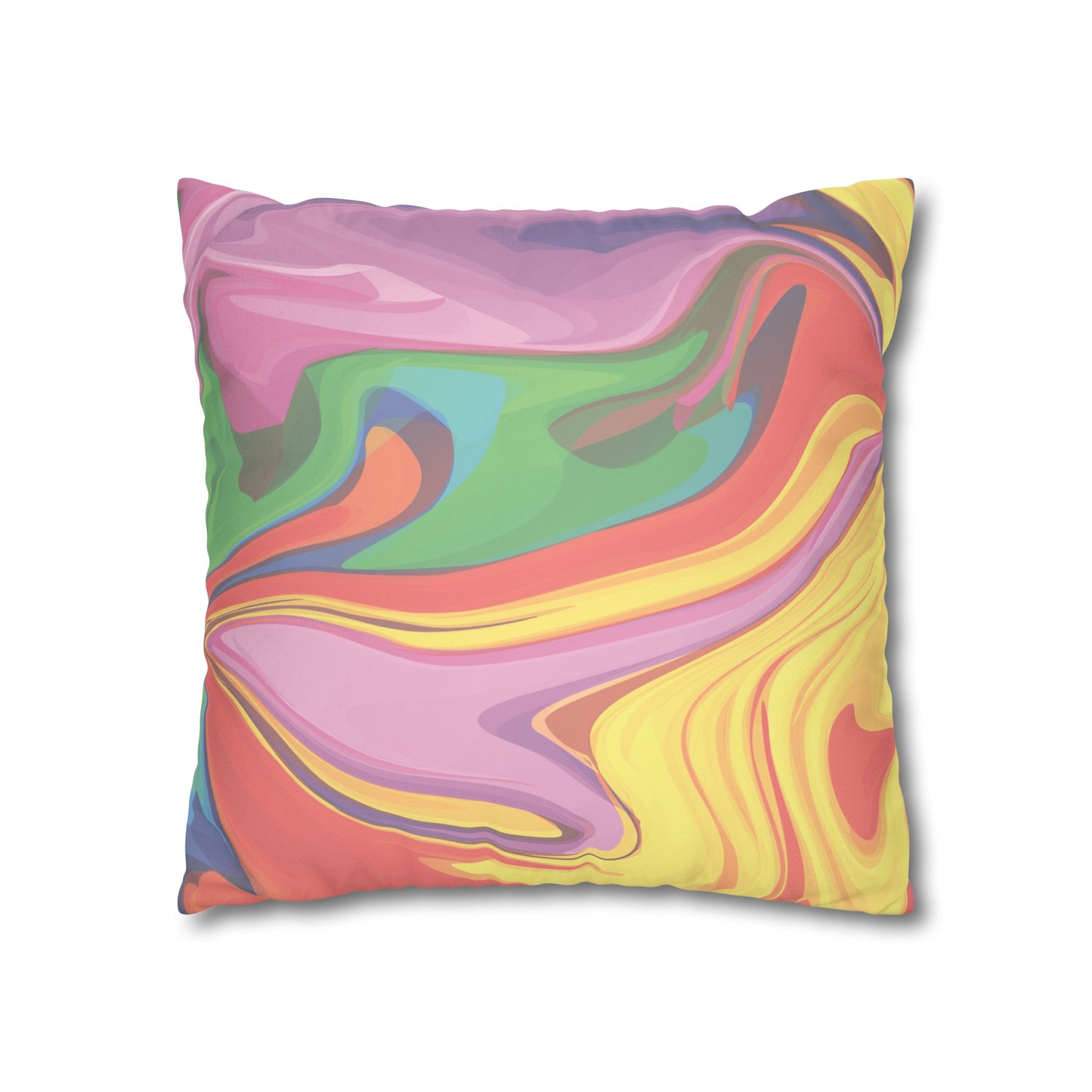 Faux Suede Pillowcase with Abstract print