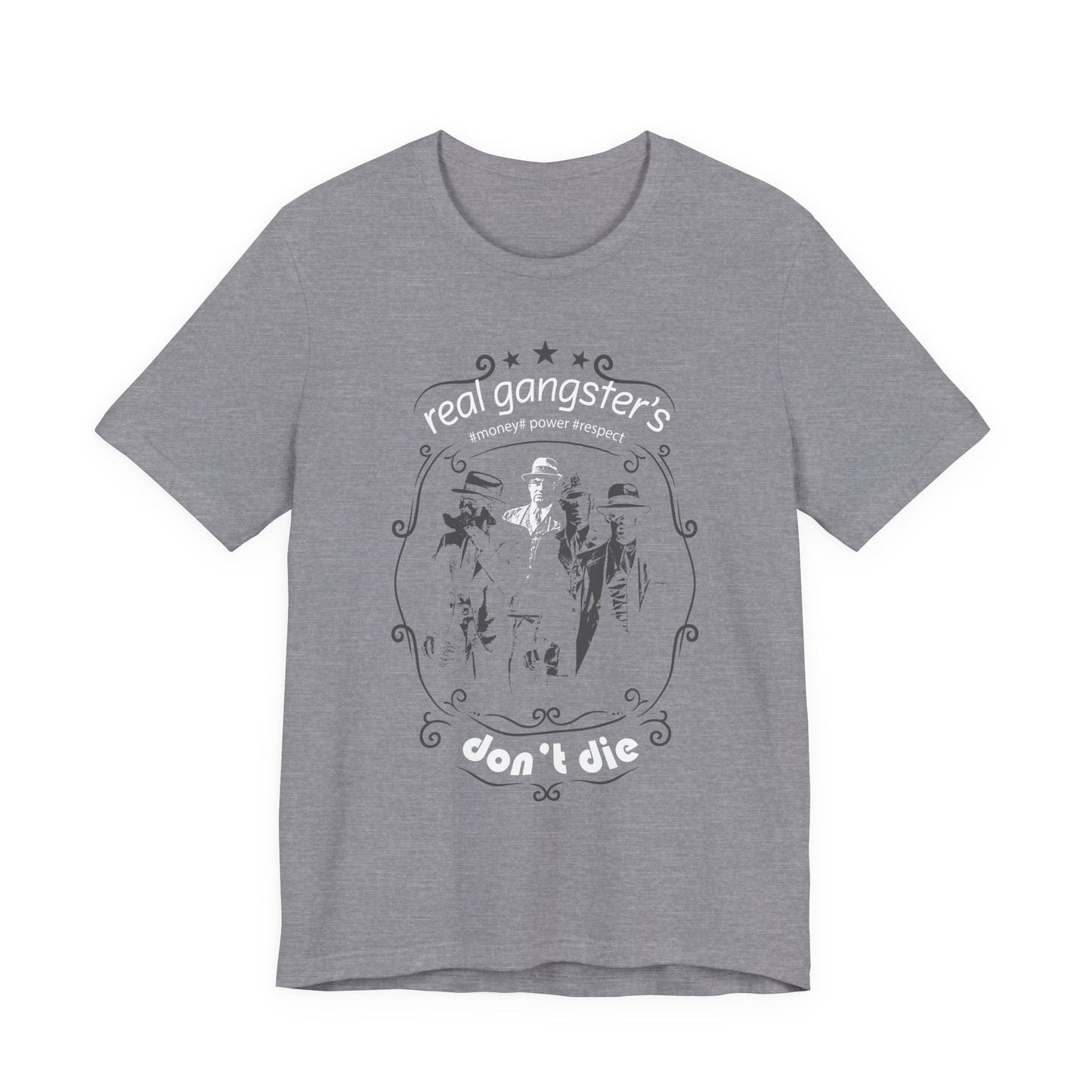 Real Gangsters Don't Die T-Shirt Vintage Outlaw Illustration Retro Biker Tee A-3