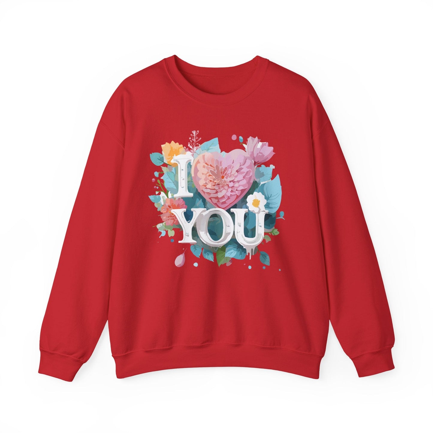 Floral Love Sweatshirt Unisex Valentines Day Gift 50 50 Cotton Polyester Crewneck