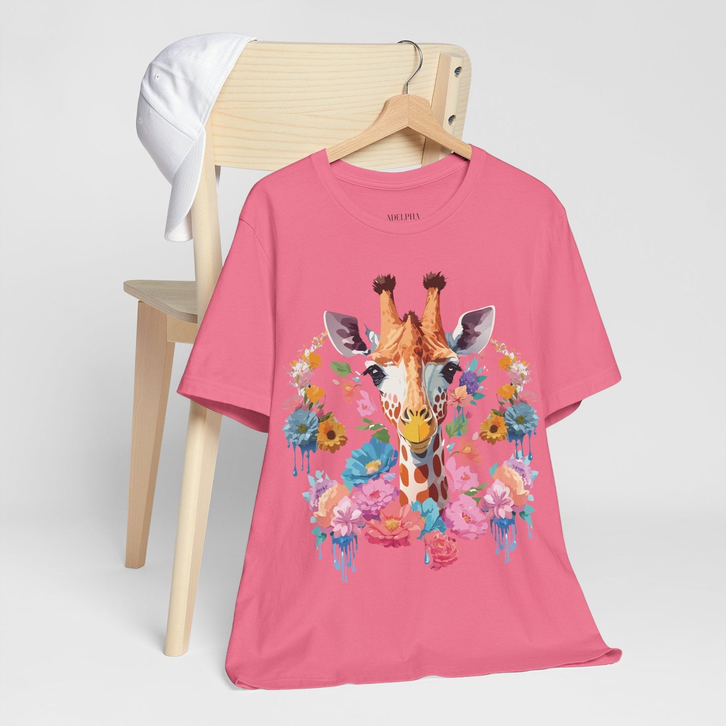 Giraffe Graphic Tee By Adelpha Unisex Short Sleeve Vintage Inspired Art Shirt Premium Quality