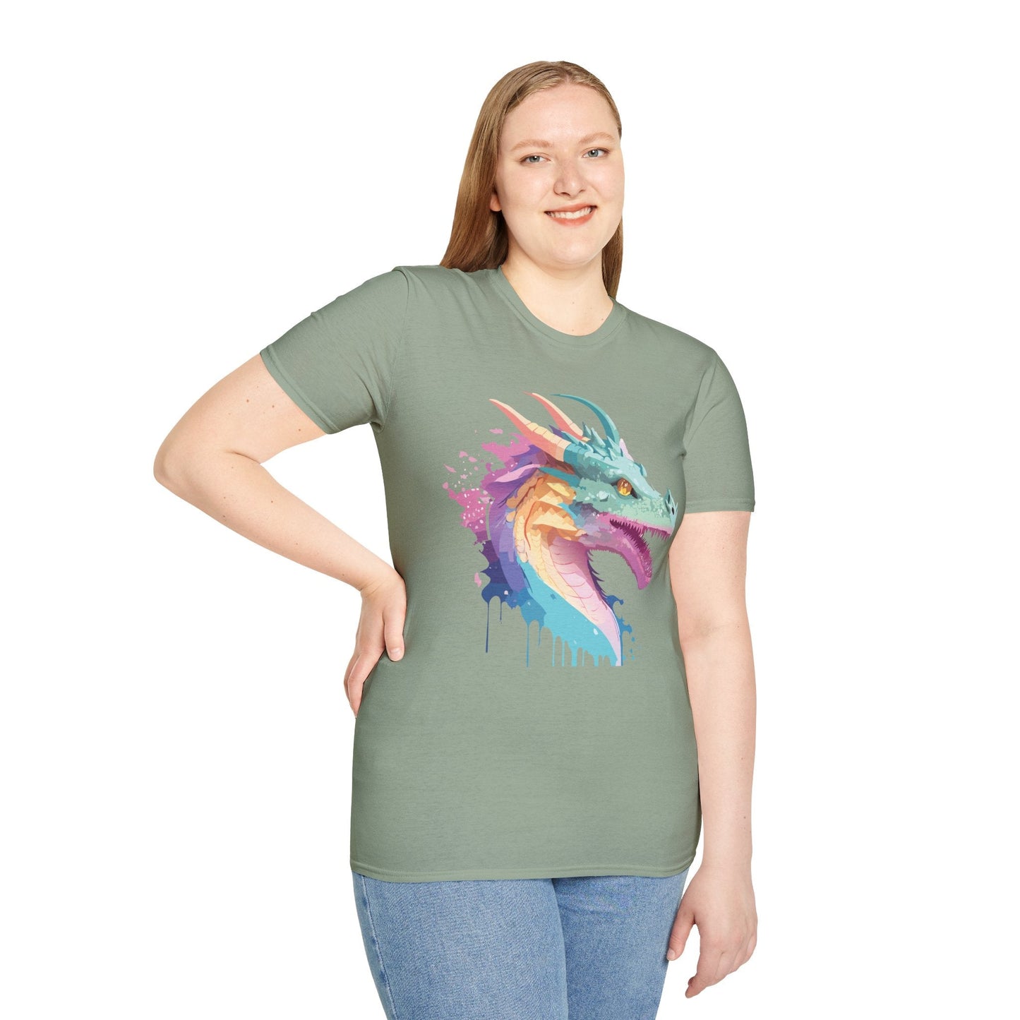 Dragon Graphic Tee Unisex Short Sleeve Dragon Shirt With Animal Design Gildan SoftStyle 64000