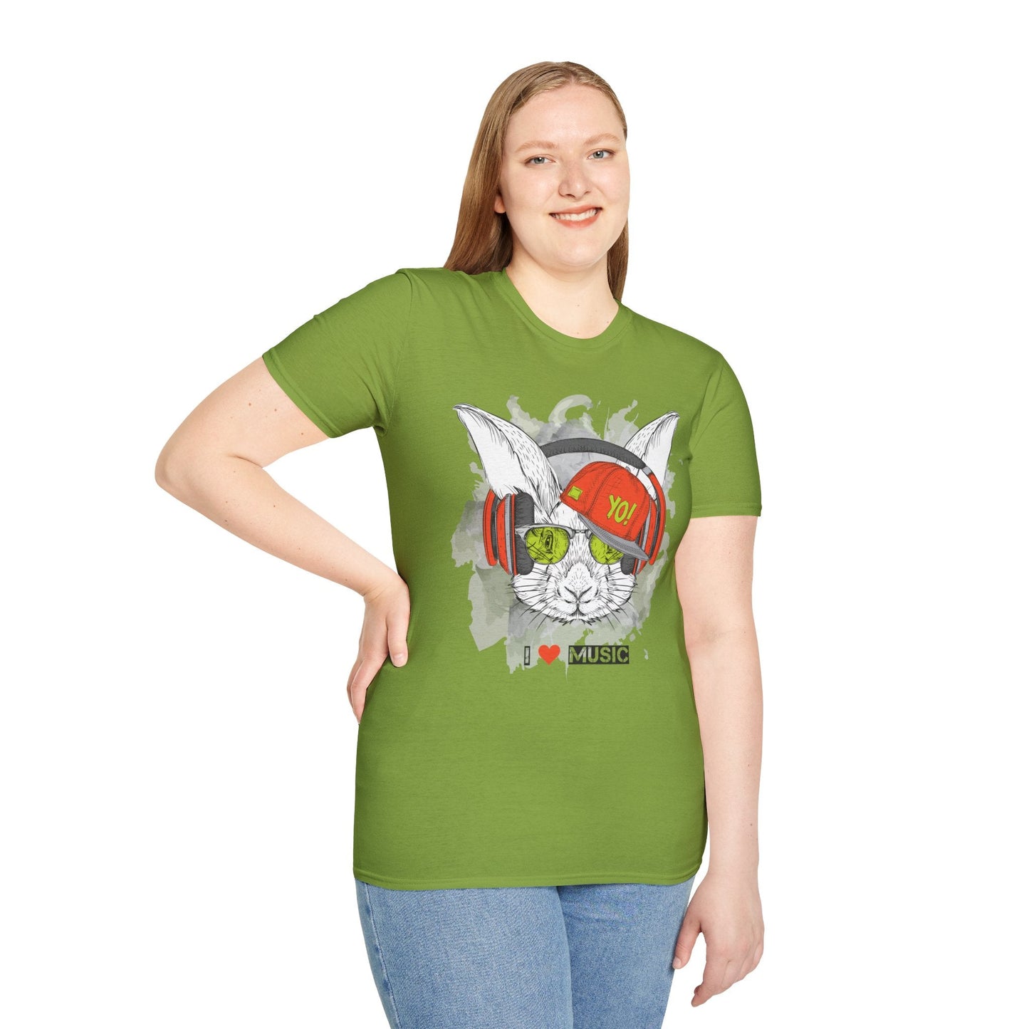 Unisex Music Animals Shirt With Headphones Softstyle Short Sleeve Tee Gildan 64000