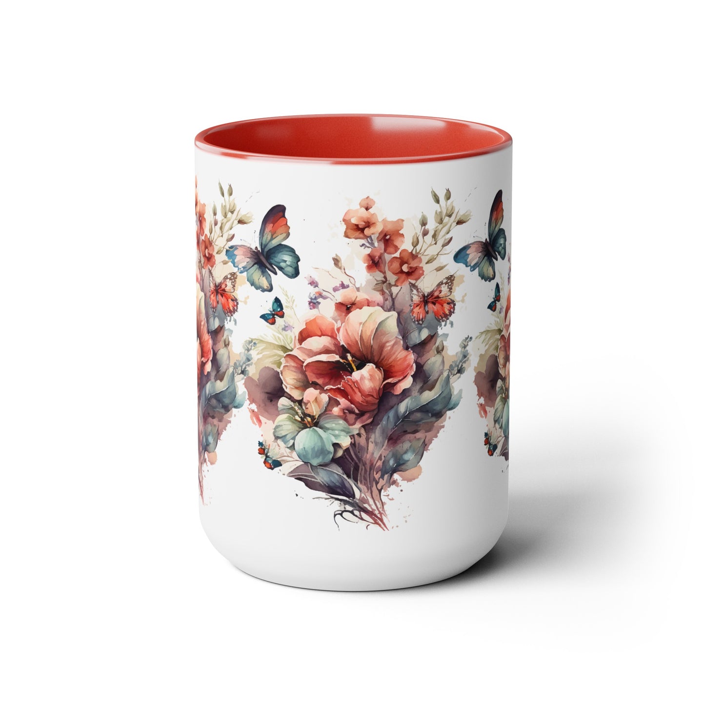 Two-Tone Coffee Mugs with butterfly