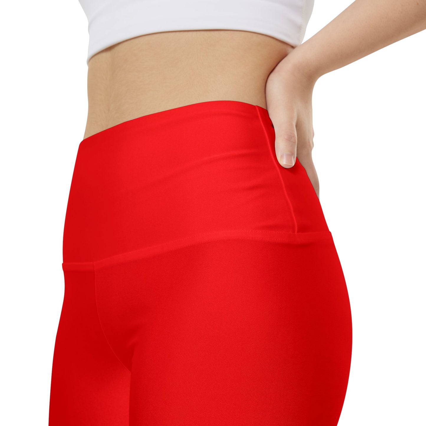 Pure Red High-Waist Workout Shorts — Women's Athletic Biker Shorts for Gym, Yoga & Running