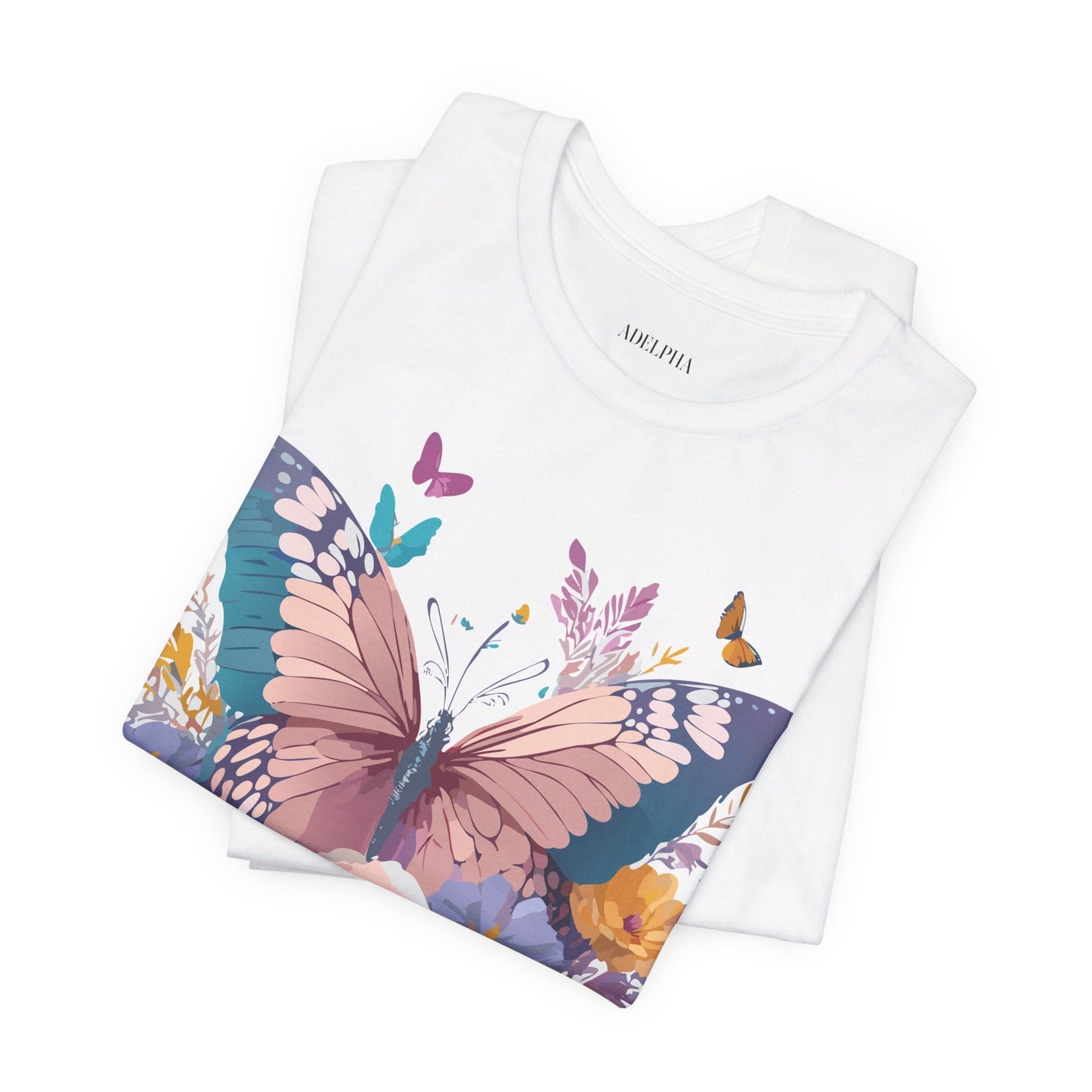 Butterfly Graphic Unisex 100 Cotton Lightweight Vintage Floral Design Jersey Tee 44