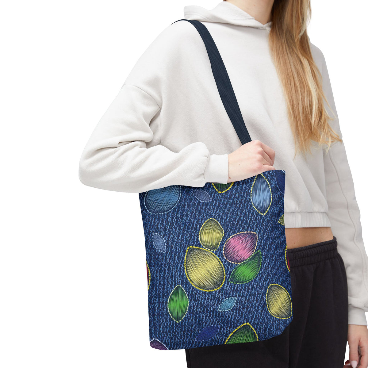 Denim Fabric Imitation Print Unisex Canvas Bag Poly Spun 3 Sizes Tote Bag 152