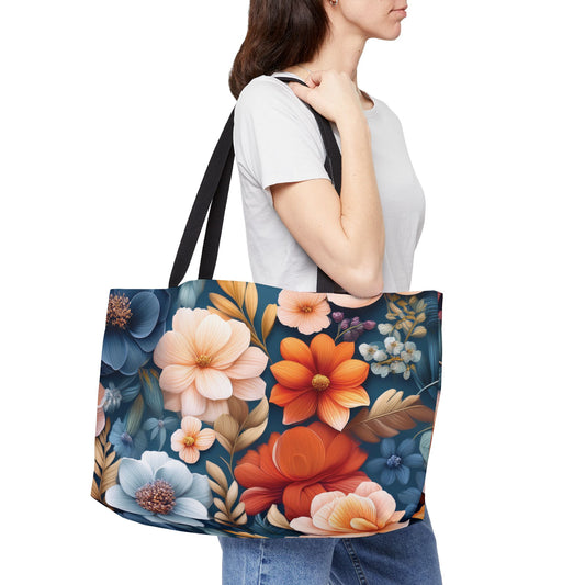 Floral Print Poly Canvas Weekender Bag 16