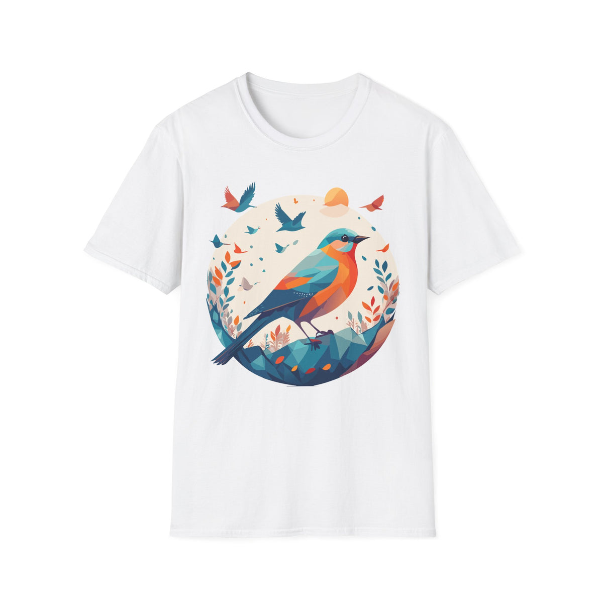 Colorful Geometric Bird T-Shirt | Vibrant Bird Illustration
