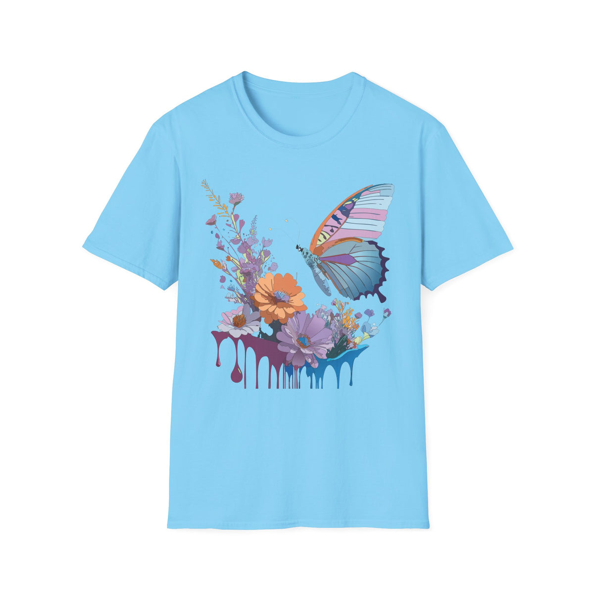 Butterfly Floral Graphic Design Unisex 100 Cotton Gildan T-Shirt