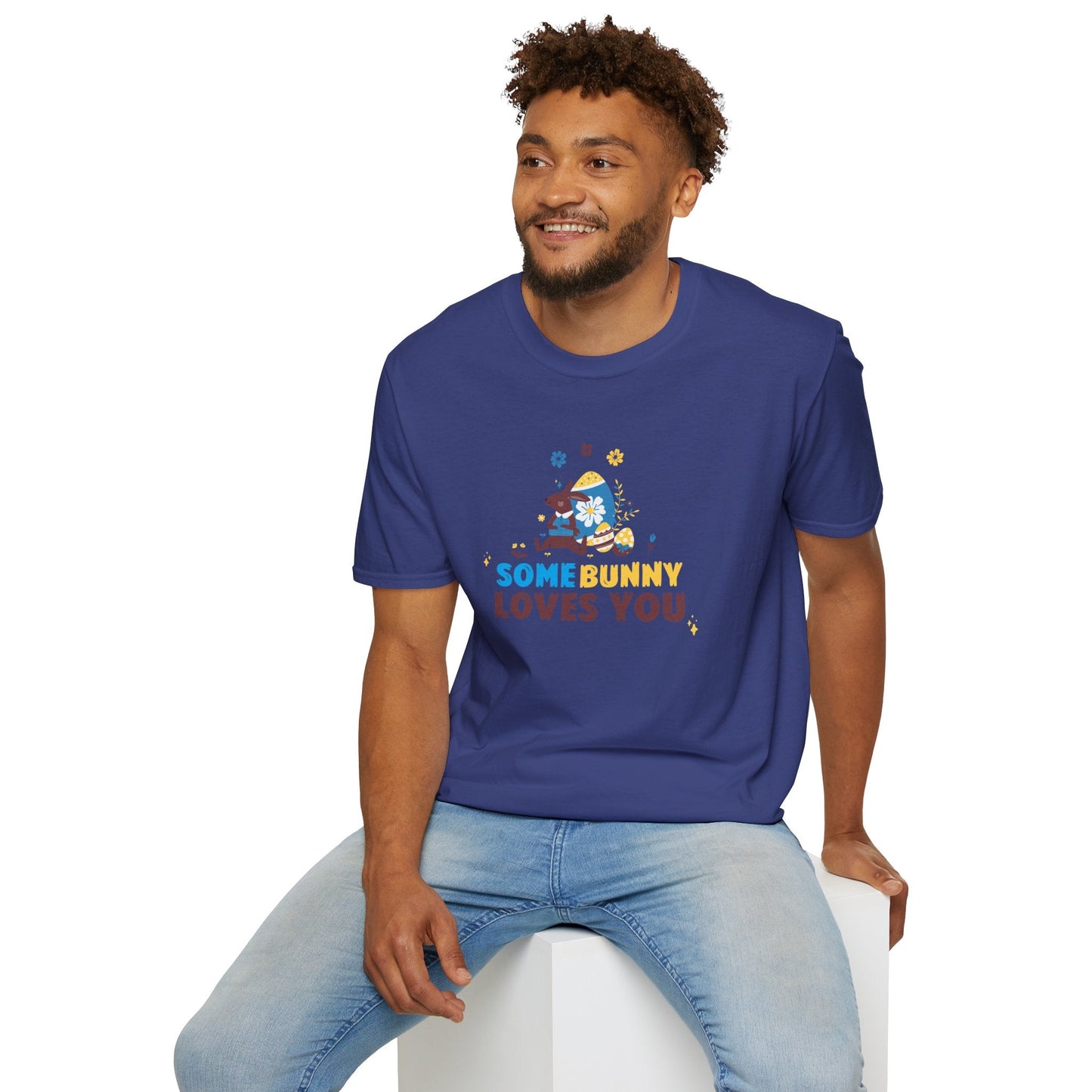Easter Bunny T Shirt Unisex Gildan Softstyle 64000 Art Design With Easter Prints
