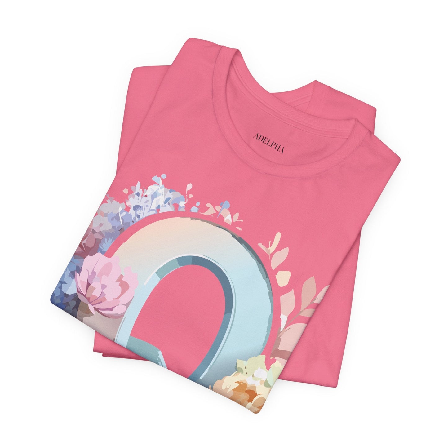 Letter Q Shirt Graphic Tee Unisex Short Sleeve by Adelpha Vintage Inspired Artwork