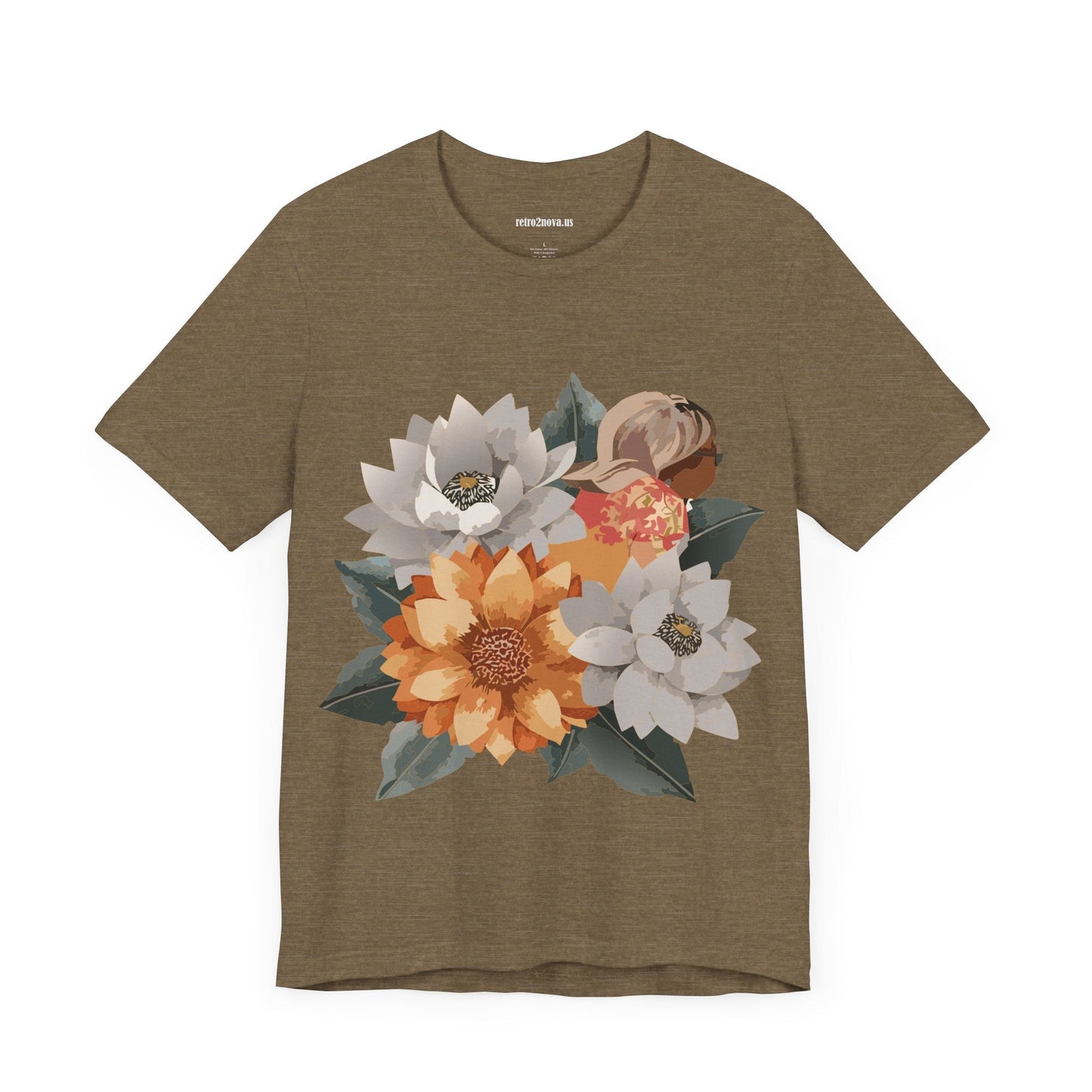 Retro2Nova Flowers Shirt Floral Shirt Unisex Floral Tee Lightweight Breathable Jersey