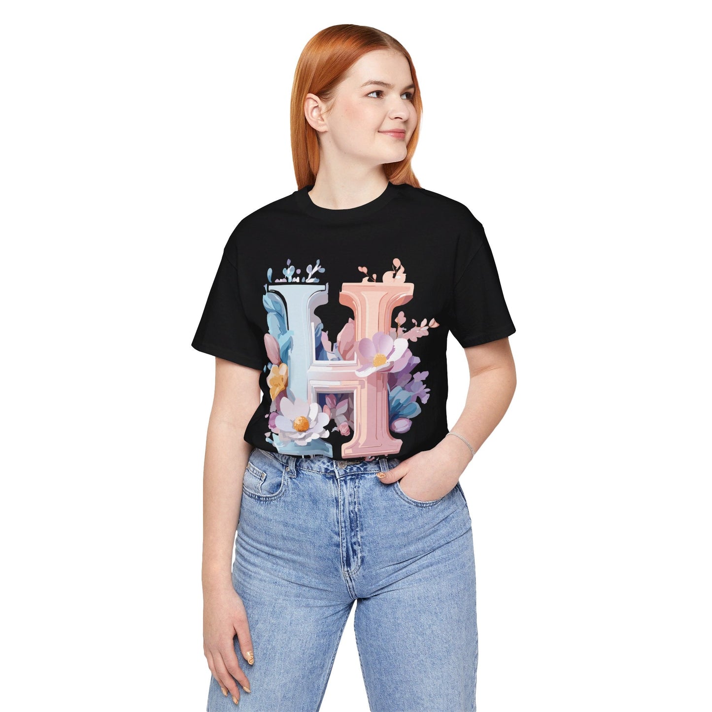 Letter H Shirt Graphic Tee Unisex Short Sleeve Premium Vintage Inspired Artwork Adelpha