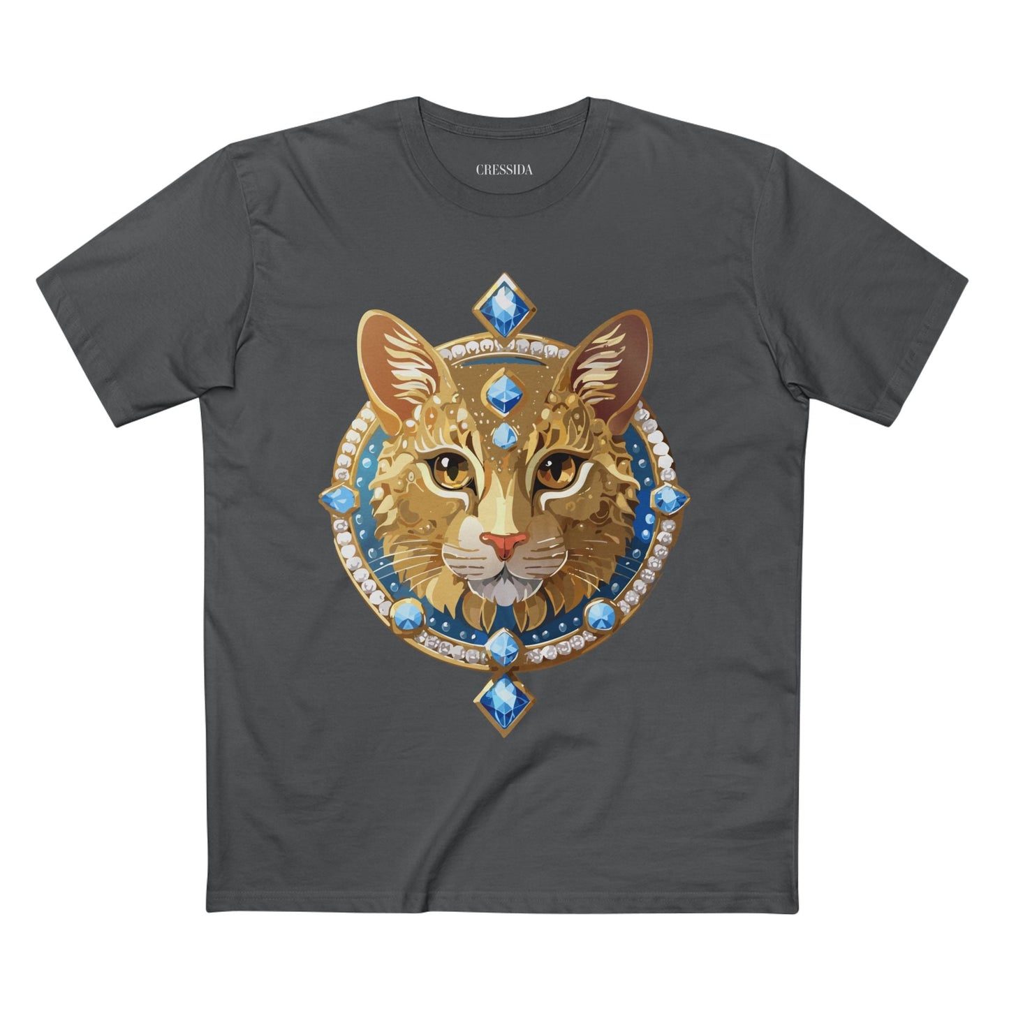 Cat Graphic Unisex 100 Cotton Tee With Unique Animal Golden Medallion Art Design 10