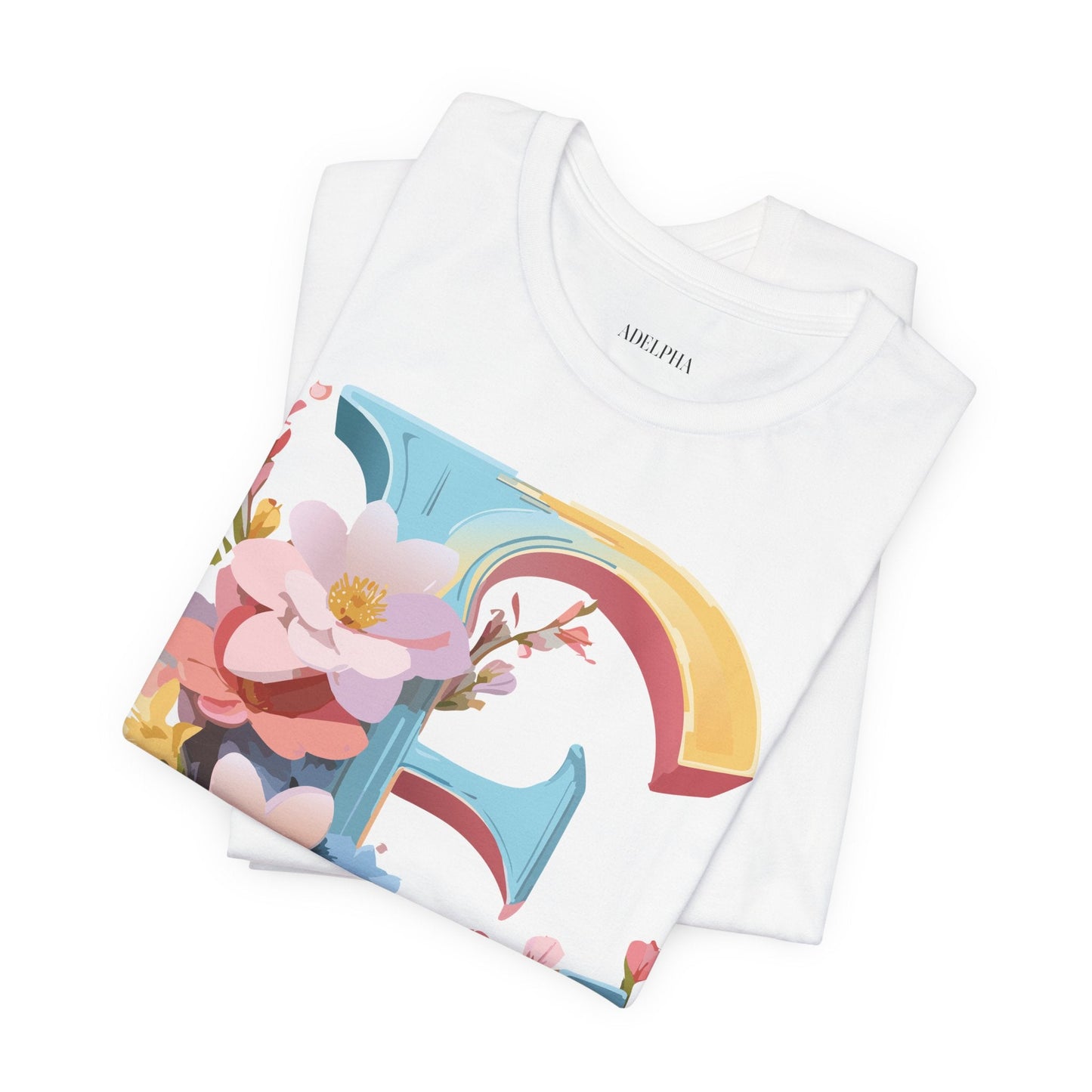 Letter E Shirt Unisex Graphic Tee Short Sleeve Vintage Inspired Art Design Adelpha