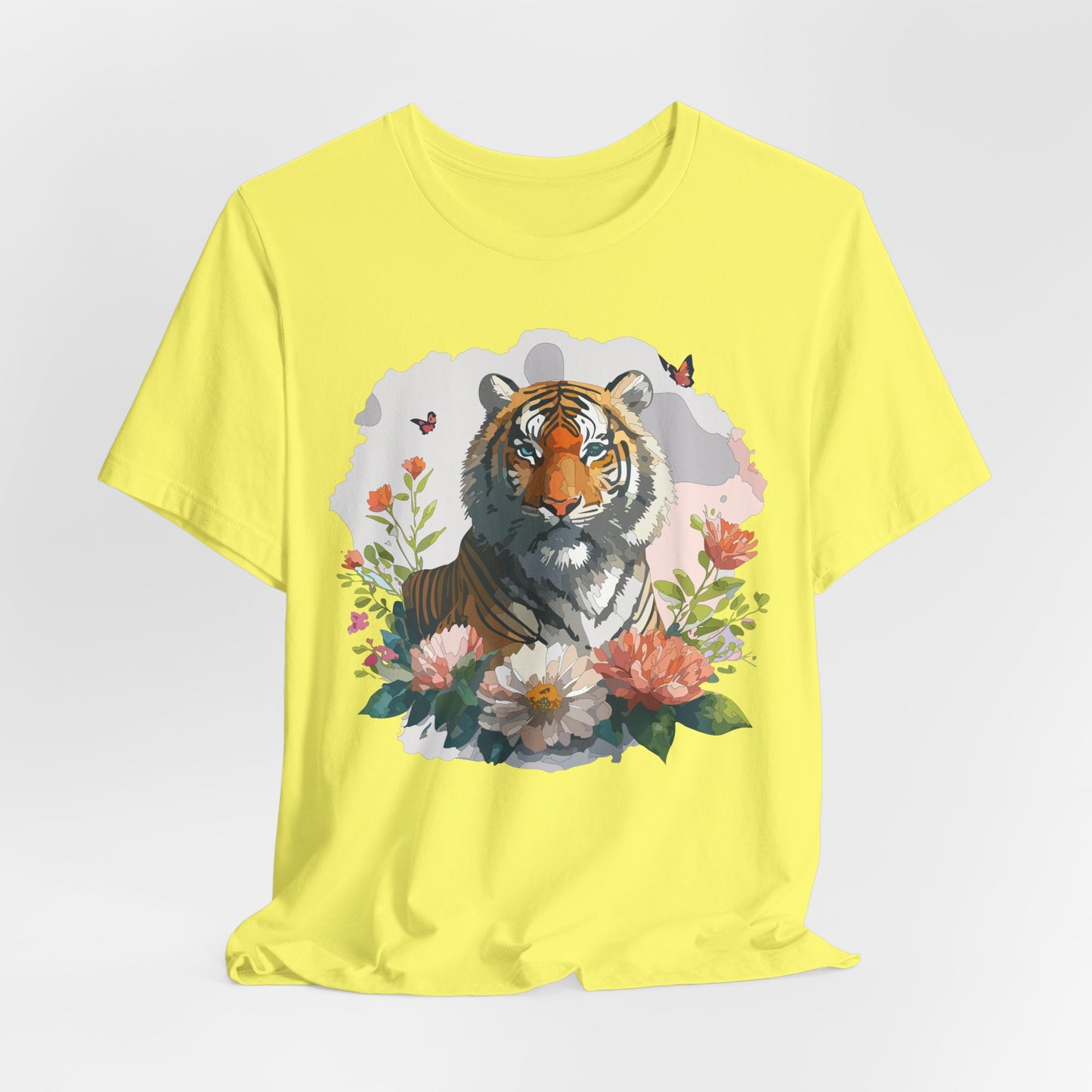 Floral Tiger Graphic Tee, Animal Shirt, Tiger Shirt, Flower Top, T-Shirt with Animal, Art Design