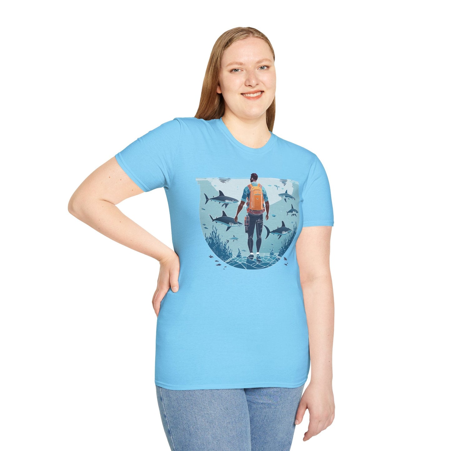 Ocean Tee Shirt Unisex Softstyle T Shirt With Ocean Art Design U Boat Theme Graphic Artwork Edition
