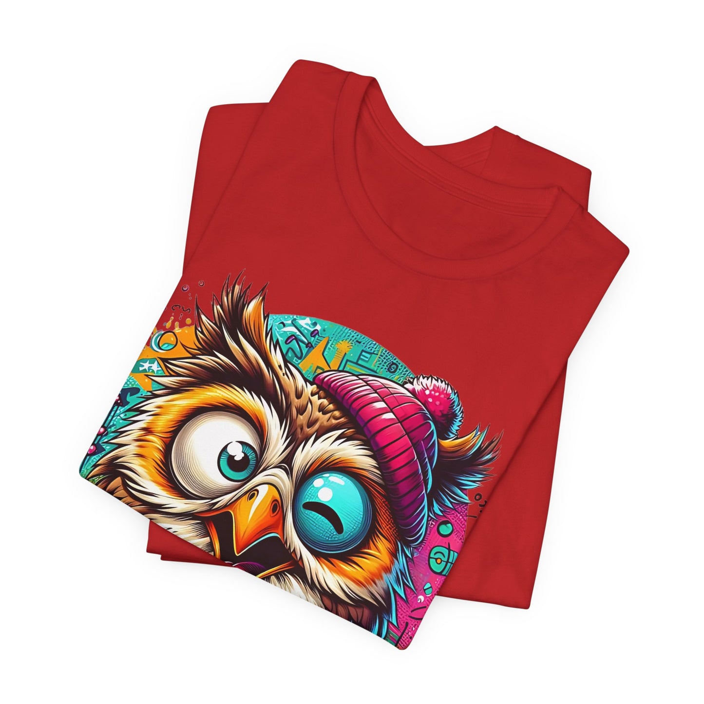 Colorful Owl Graphic Tee, Fun Owl Shirt, Funny Bird Shirt, Cute Cartoon Tees, Animal T-Shirt, Animal Tees, Art Design T-Shirt