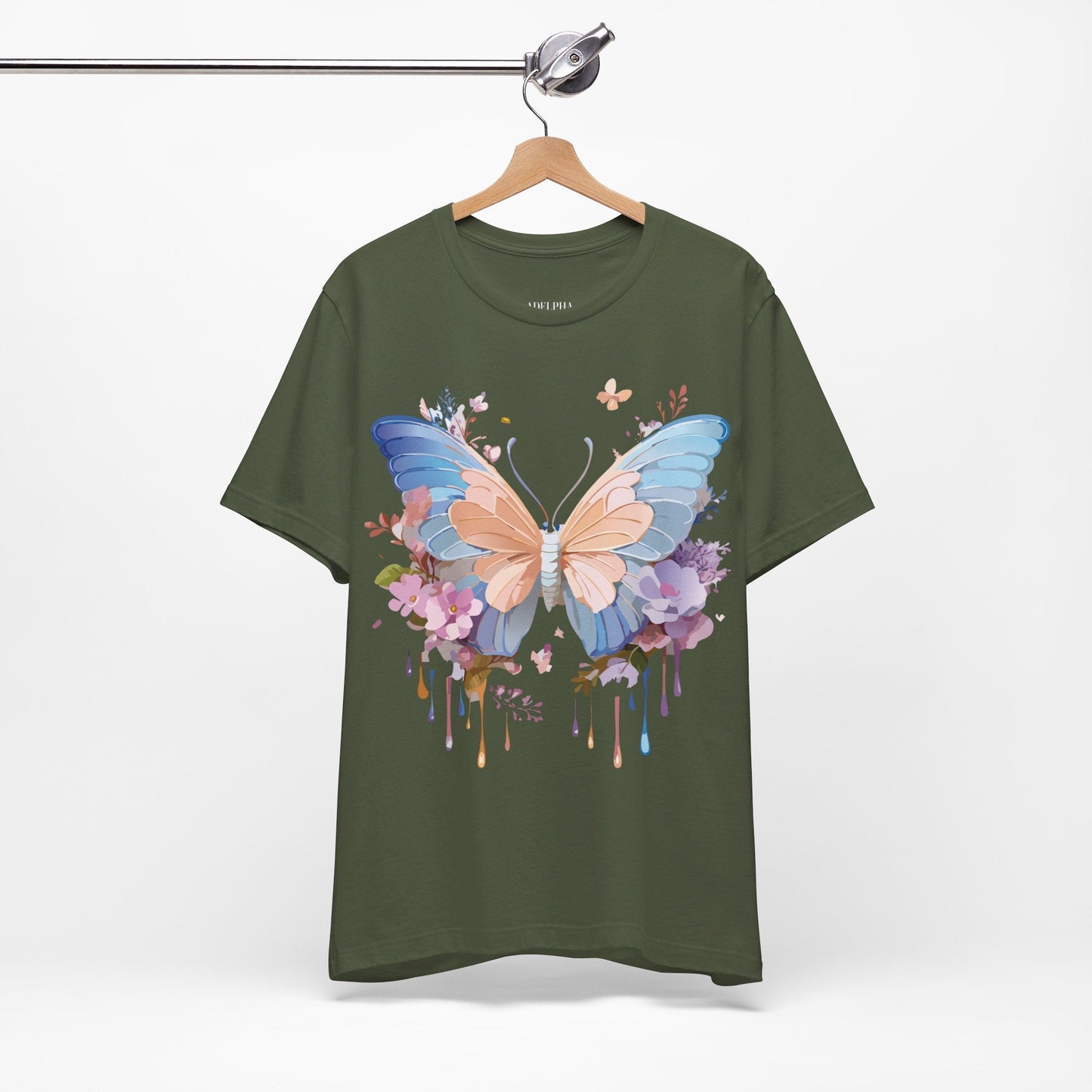 Butterfly Graphic Unisex 100 Cotton Lightweight Vintage Floral Design Jersey Tee 2