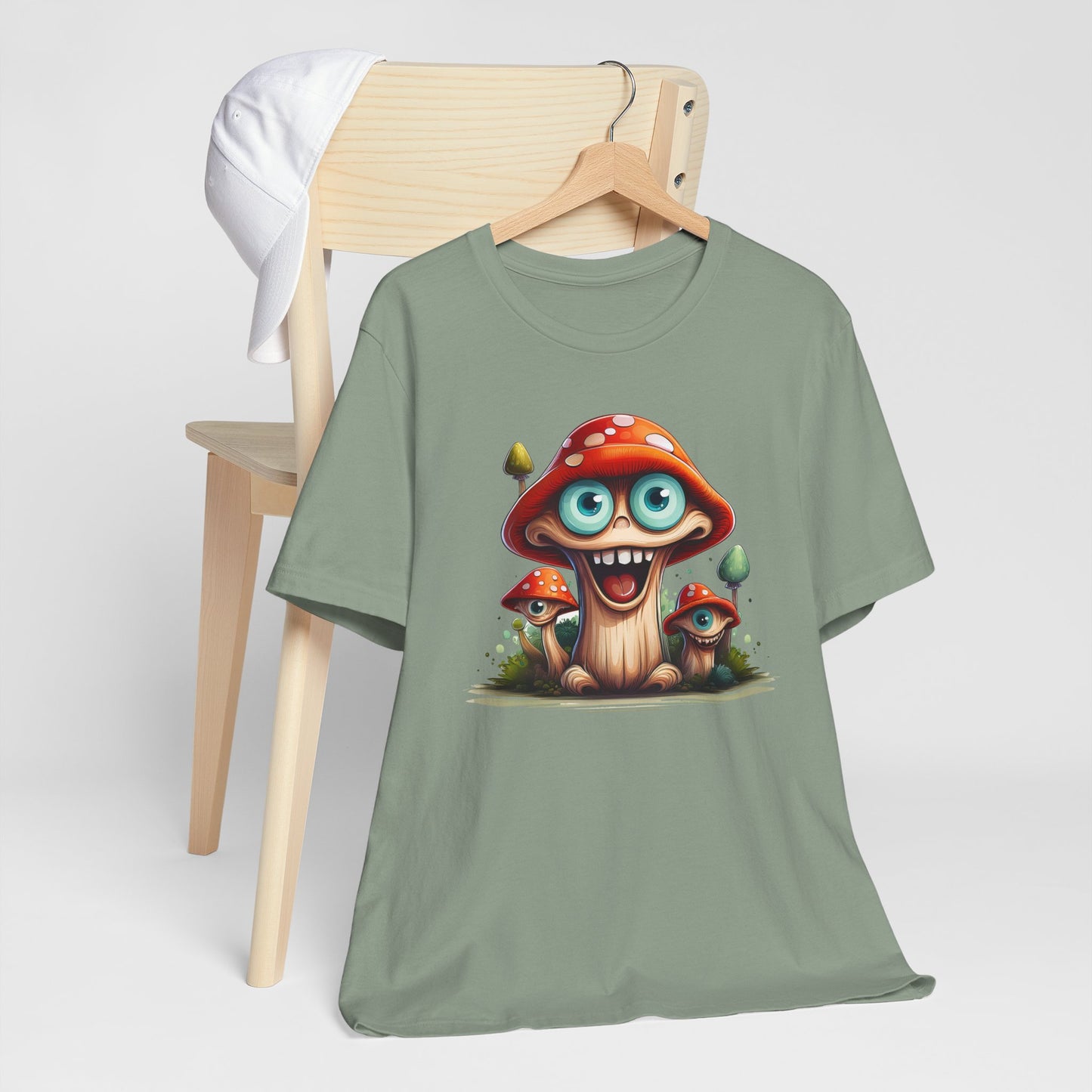 Cute Mushroom Graphic Tee, Fun Cartoon Shirt, Funny Mushroom Shirt, Cute Cartoon Tees, Graphic T-Shirt, Art Design T-Shirt