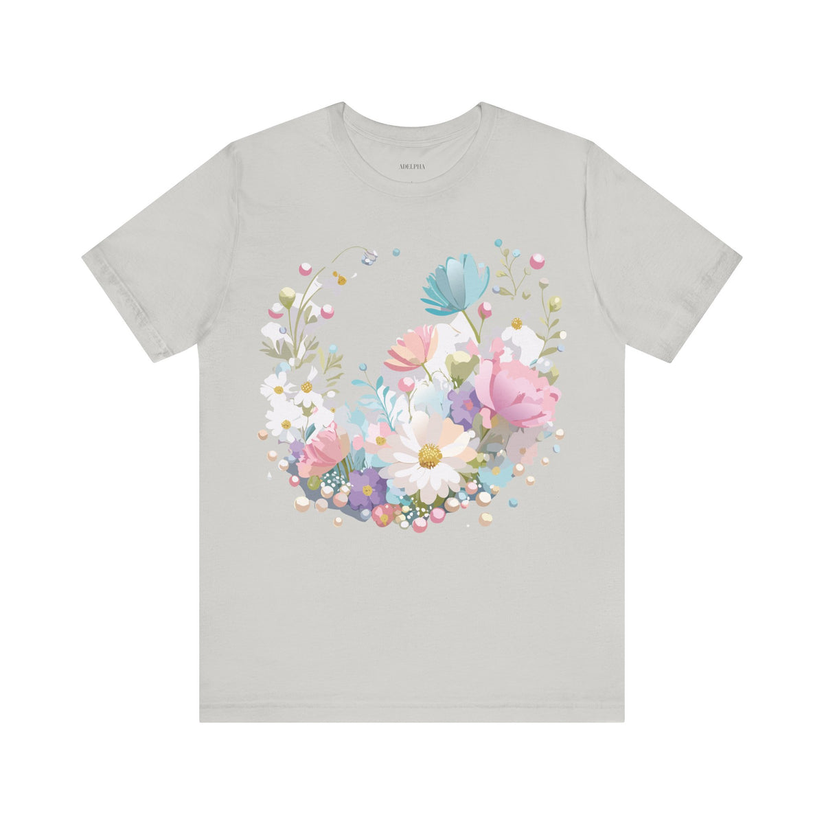 Floral Graphic Unisex Cotton Bella+Canvas Tee with Flowers Art Design n122
