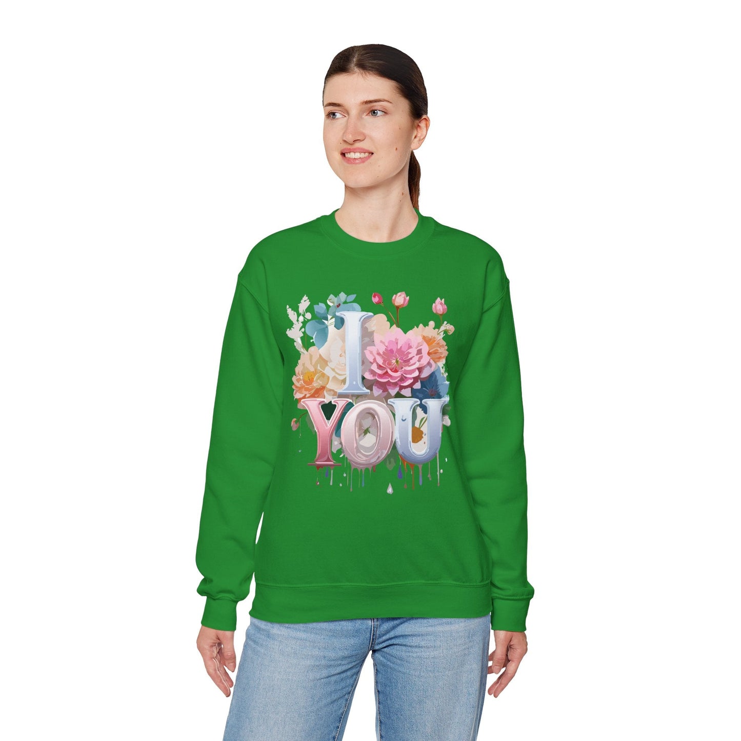 Floral Love Sweatshirt Valentines Day Unisex Crewneck Cozy Flower Design For All Season Wear