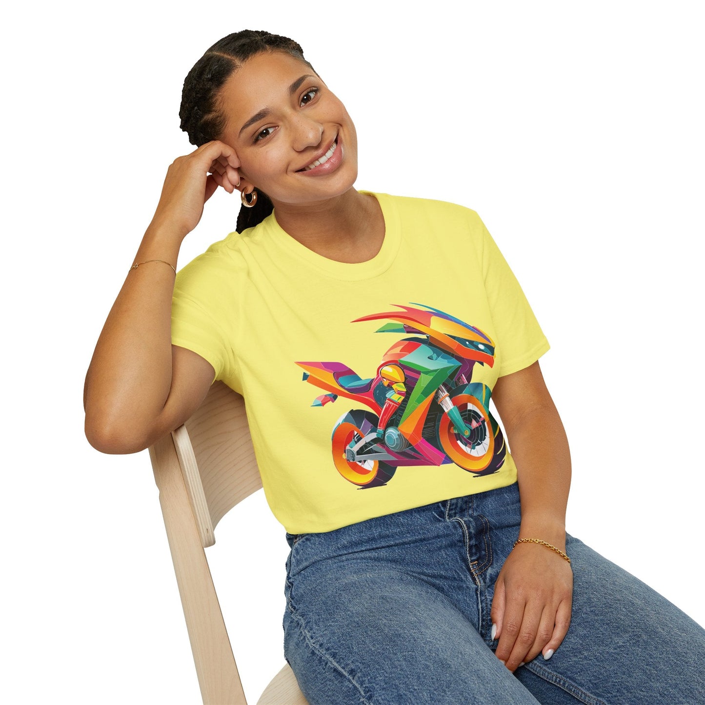 Unisex Bike T Shirt With Motorcycle Artwork Premium Cotton MTB Tee Softstyle 64000