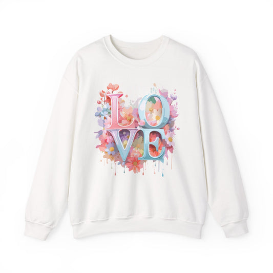 Floral Love Sweatshirt Unisex Valentines Day Crewneck Gildan 18000 50 Cotton 50 Polyester