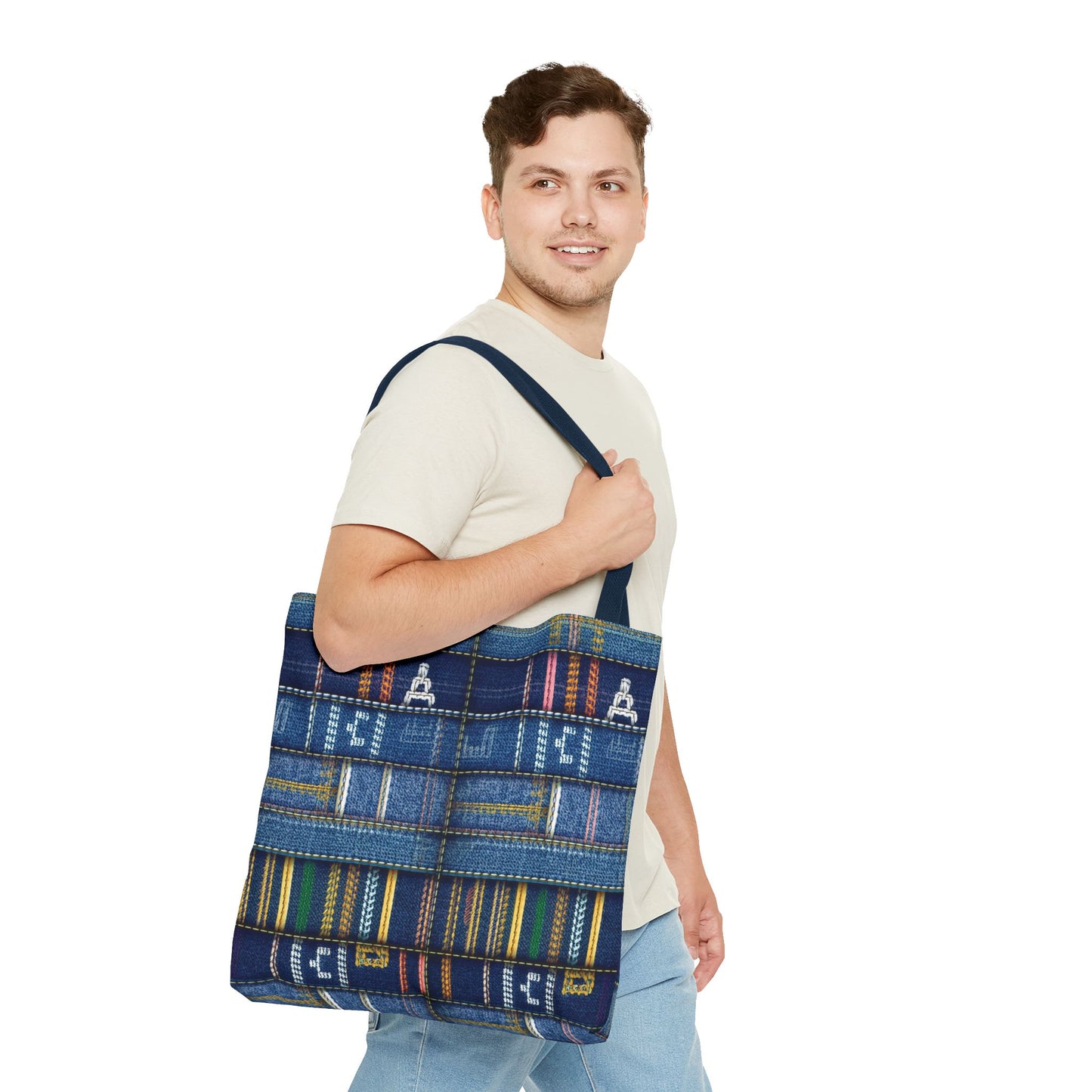 Denim Fabric Imitation Print Unisex Canvas Bag Poly Spun 3 Sizes Tote Bag 187