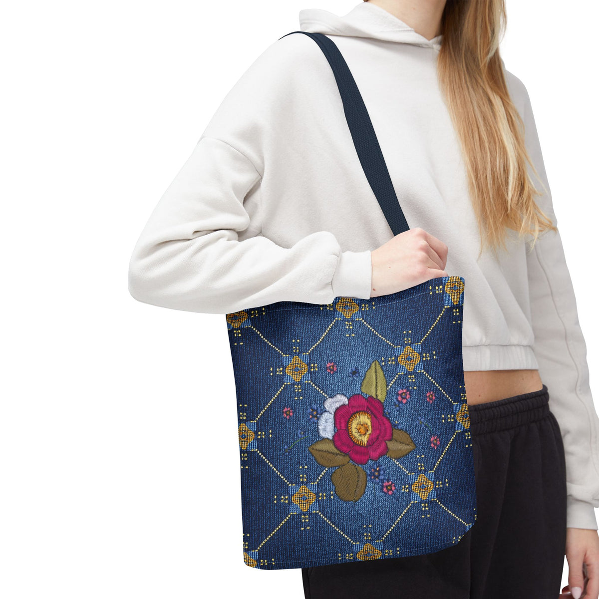 Denim Fabric Imitation Print Unisex Canvas Bag Poly Spun 3 Sizes Tote Bag 160