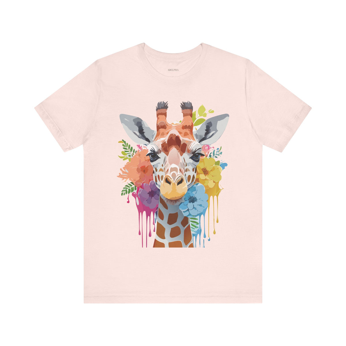 Giraffe Graphic Unisex Cotton Bella+Canvas Tee with Art Animal Design e15