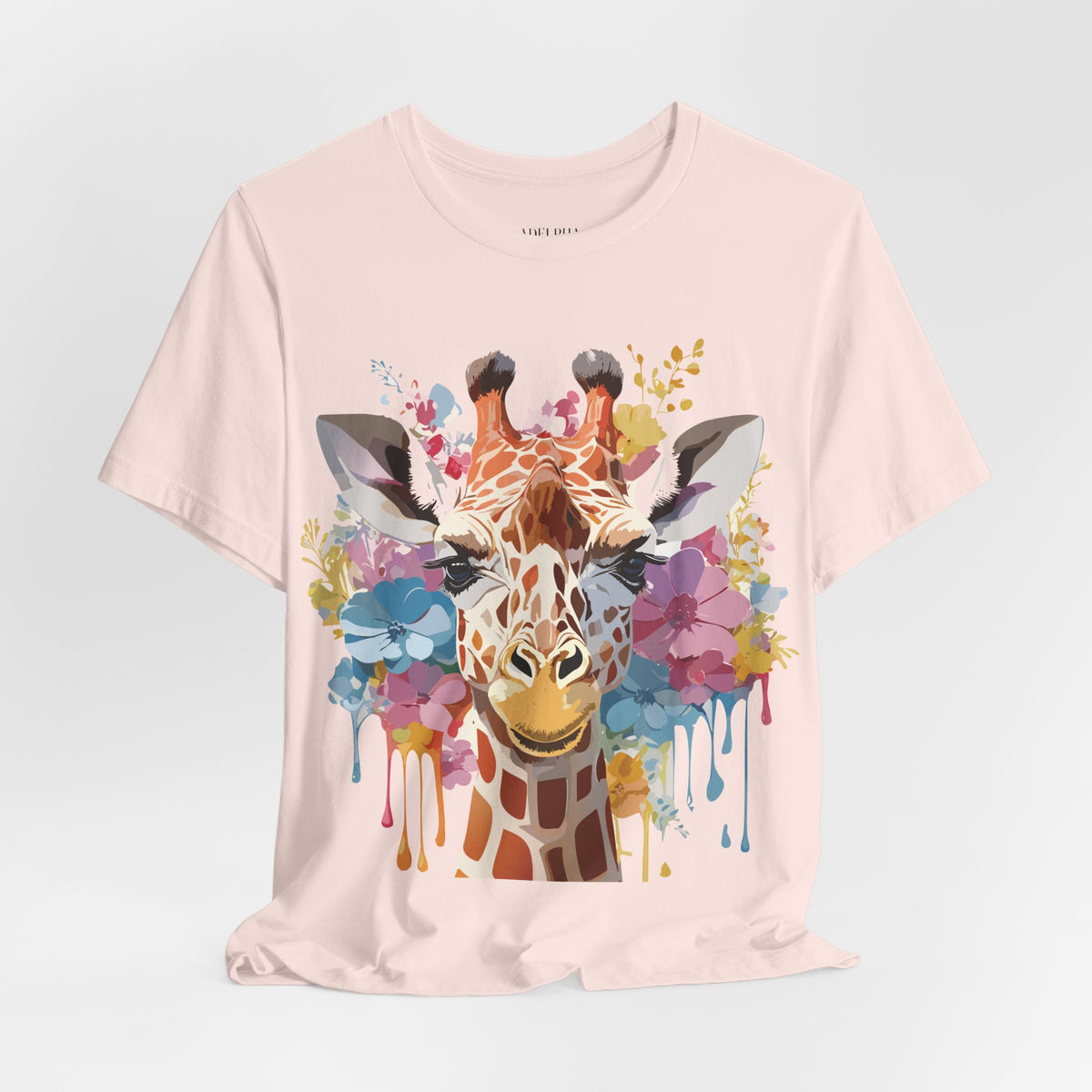 Giraffe Graphic Unisex Cotton Bella+Canvas Tee with Art Animal Design e18