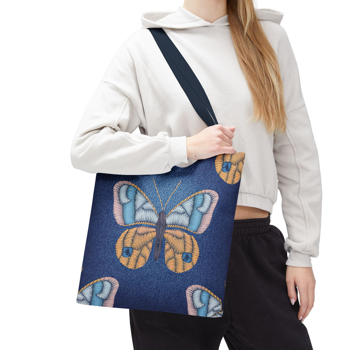 Denim Fabric Imitation Print Unisex Canvas Bag Poly Spun 3 Sizes Tote Bag 175