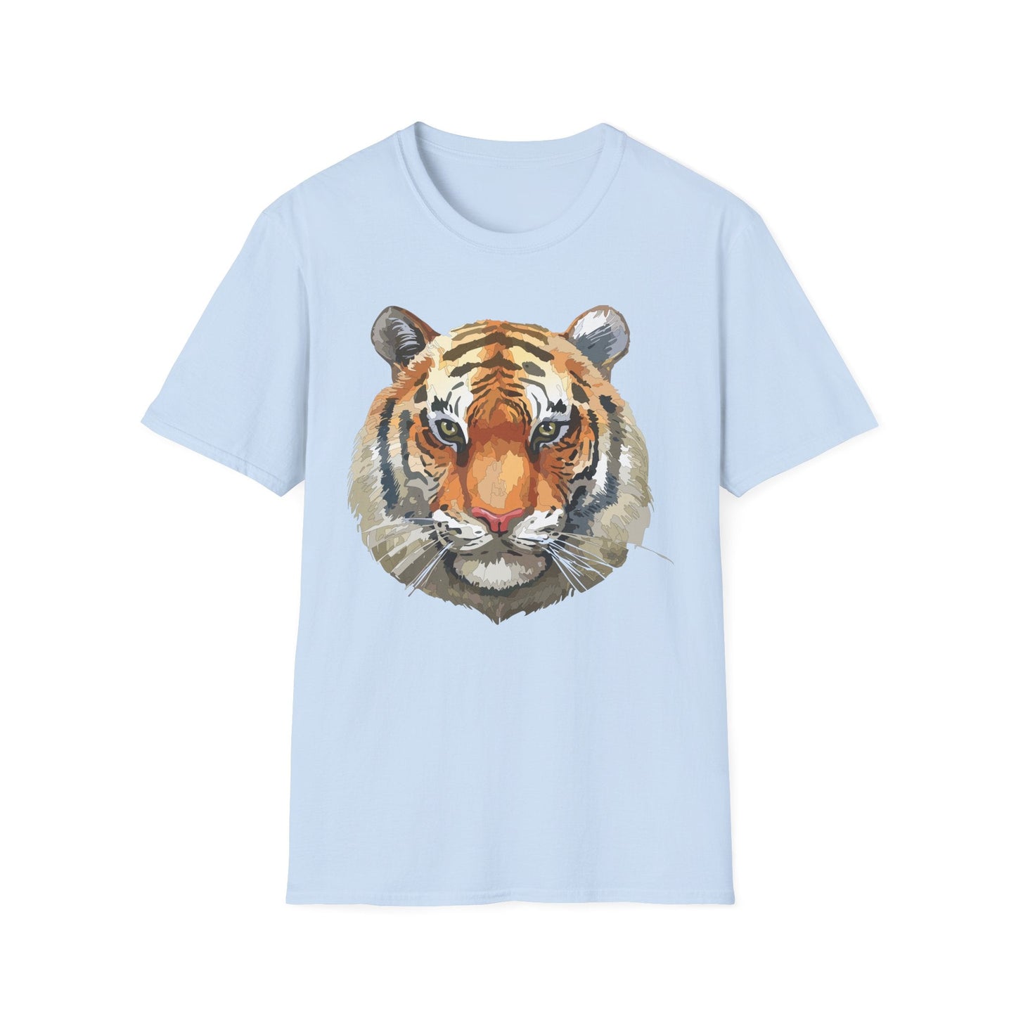 Tiger Print Unisex T Shirt Softstyle 64000 Gildan Ring Spun Cotton Tee