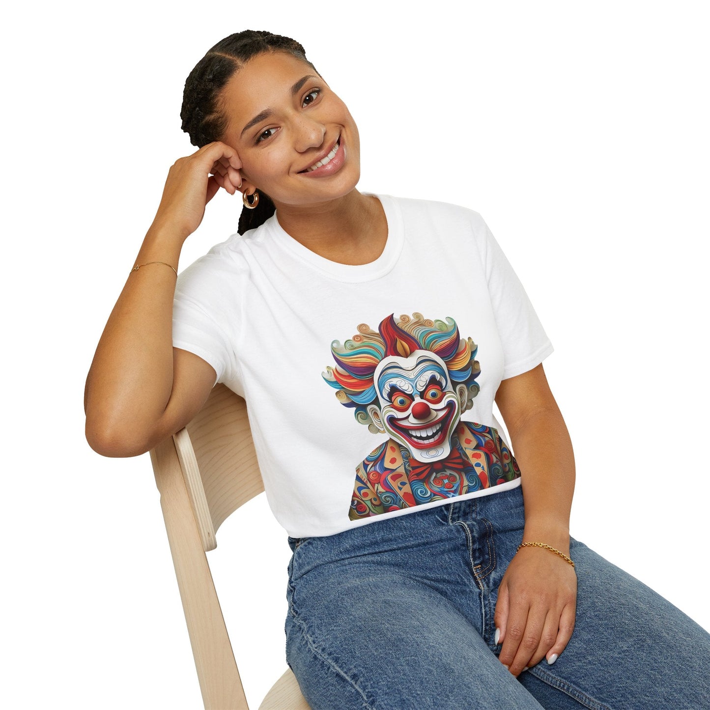 Graphic Clown Themed Unisex Softstyle Tee Funny Man Circus Scary Man Gildan 64000