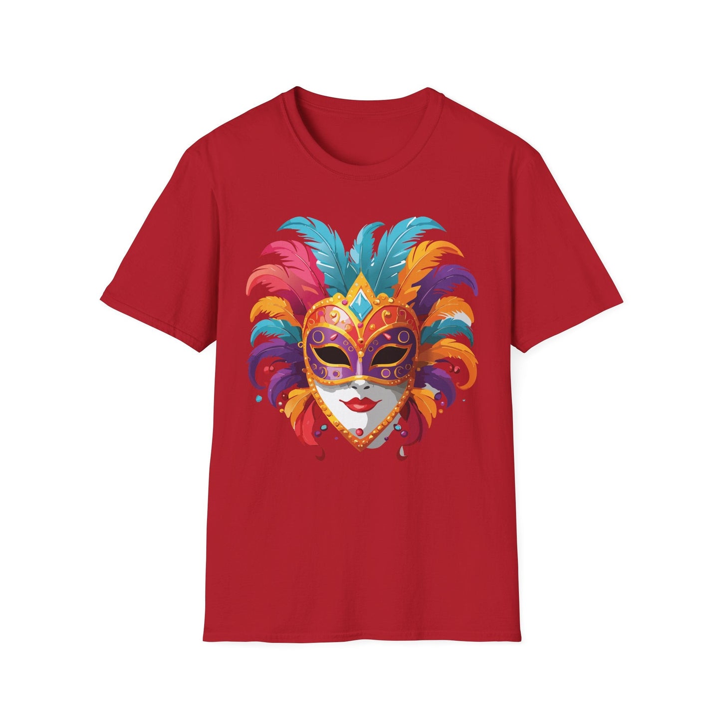 Unisex Gildan Softstyle Mask Tee Shirt With Art Design Casual Everyday Wear Masquerade Tee