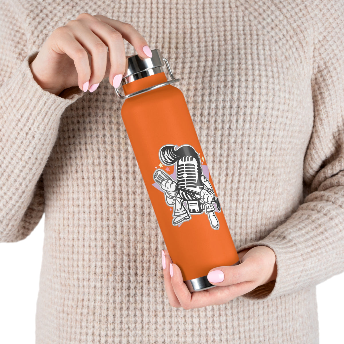 22oz Copper Insulated Water Bottle with Cartoon Design - CV98