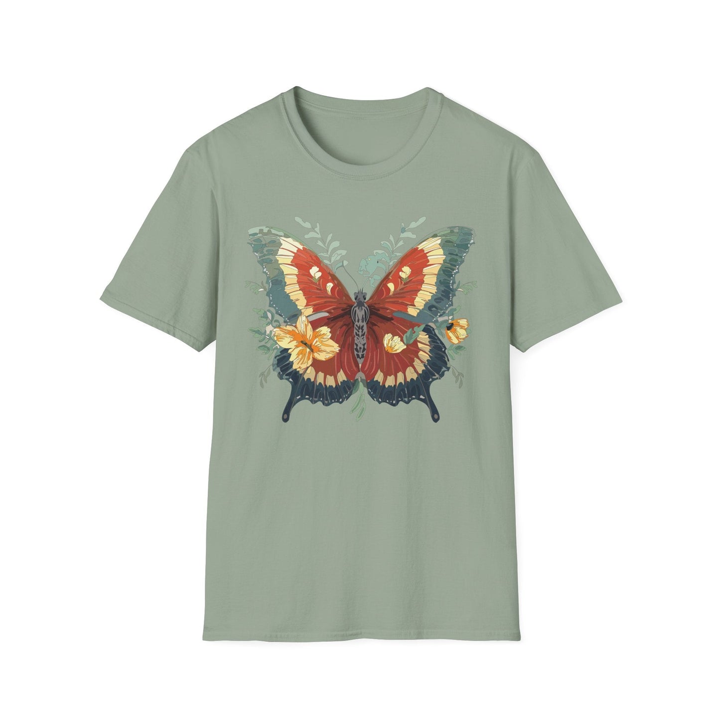 Butterfly T Shirt Unisex Gildan Softstyle 64000 Comfort Monarch Design 100 Percent Cotton