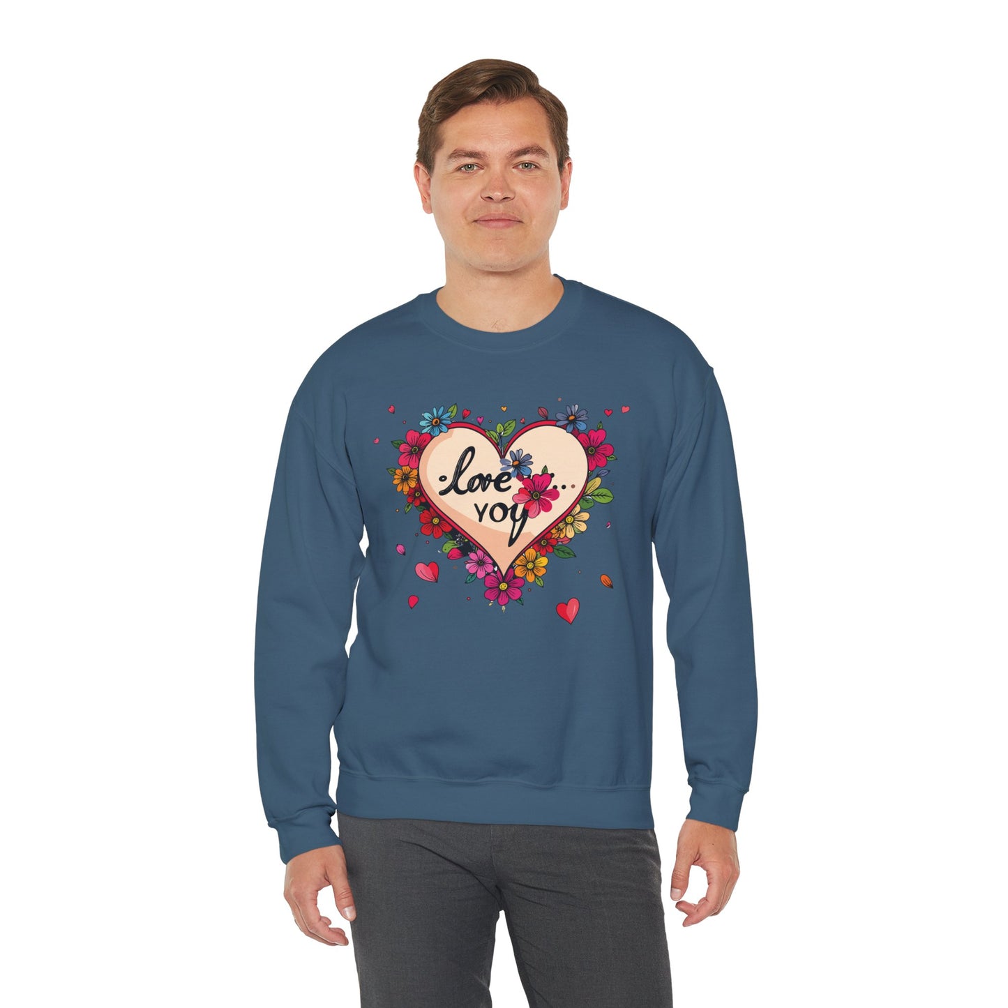 Big Heart Sweatshirt, Floral Heart Sweatshirt, Floral Love Sweatshirt, Valentine's Day Sweatshirt, Heart Floral Sweatshirt 109