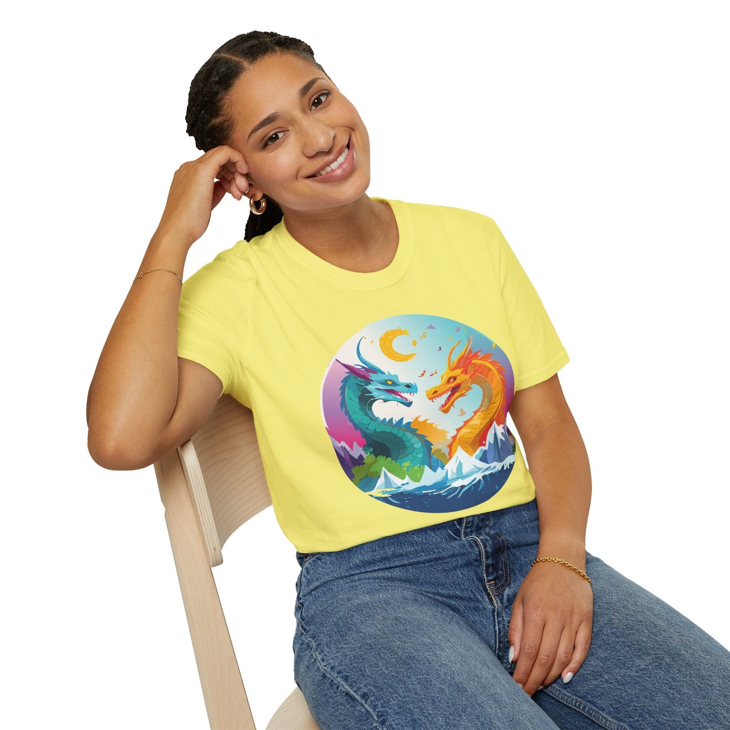 Dragon T Shirt Unisex Gildan Softstyle 64000 Tee Dragon Artwork Animal Print Shirt