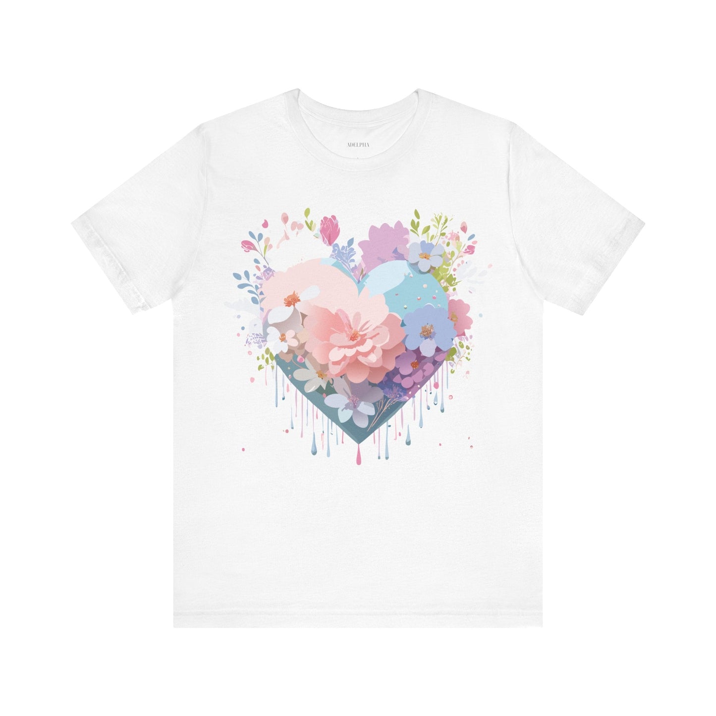 Valentine Day Graphic Unisex 100 Cotton Vintage Artwork with Love and Flower Design Tee 33