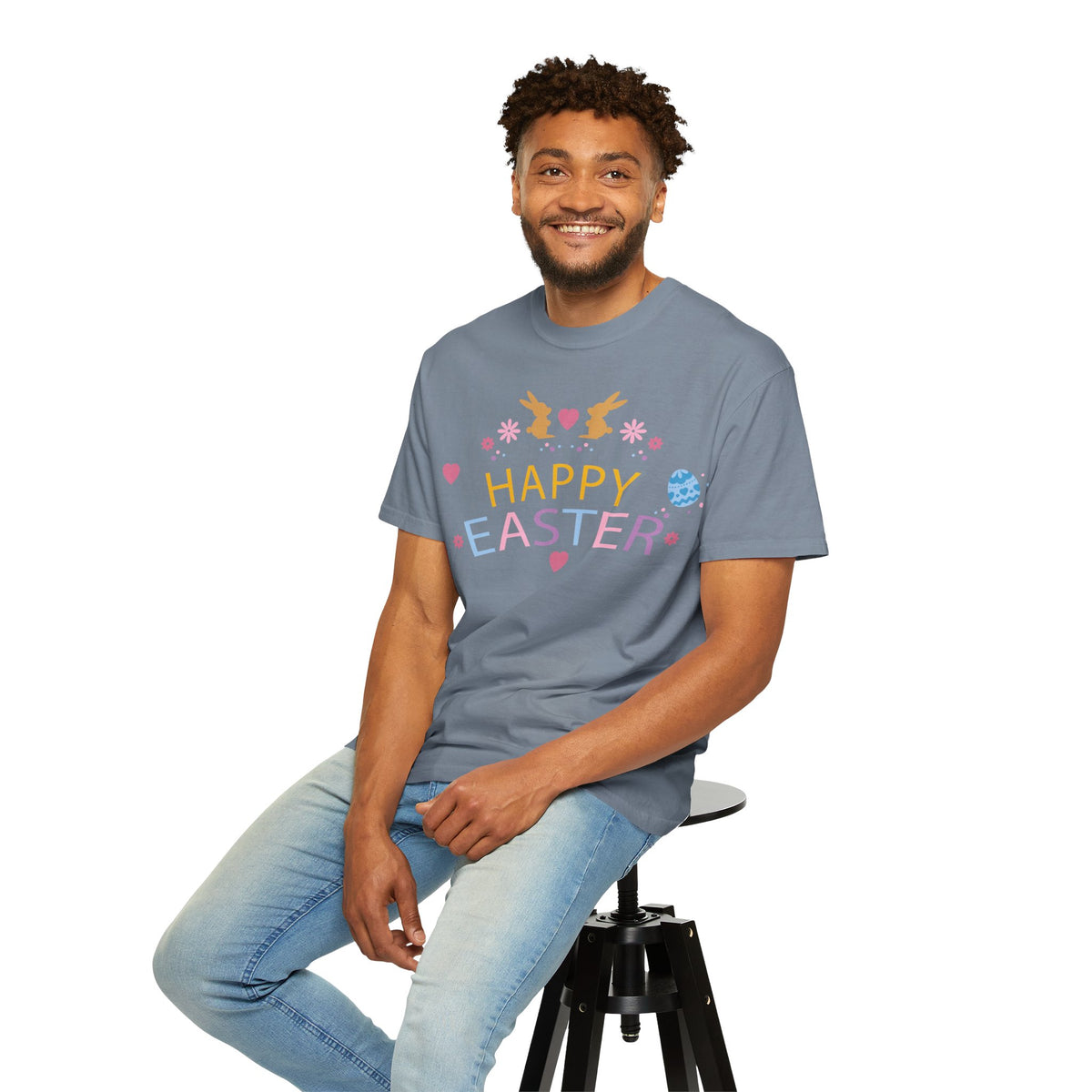 Easter Bunny Heart T-Shirt, Tee Shirt with Easter Signature, T Shirt with Easter Prints, Tee Shirt with Easter Design 2