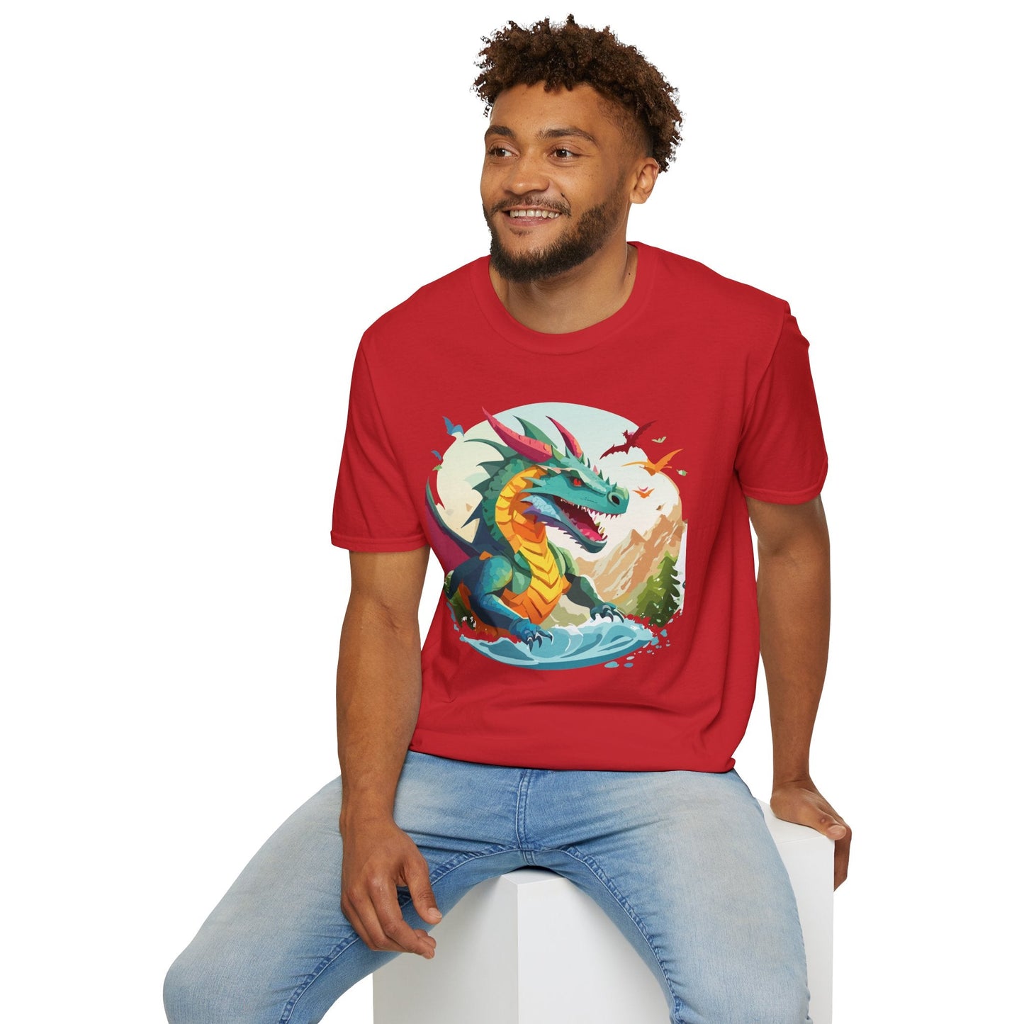 Dragon Graphic Unisex Cotton Softstyle Art Design Tee With Animals 12