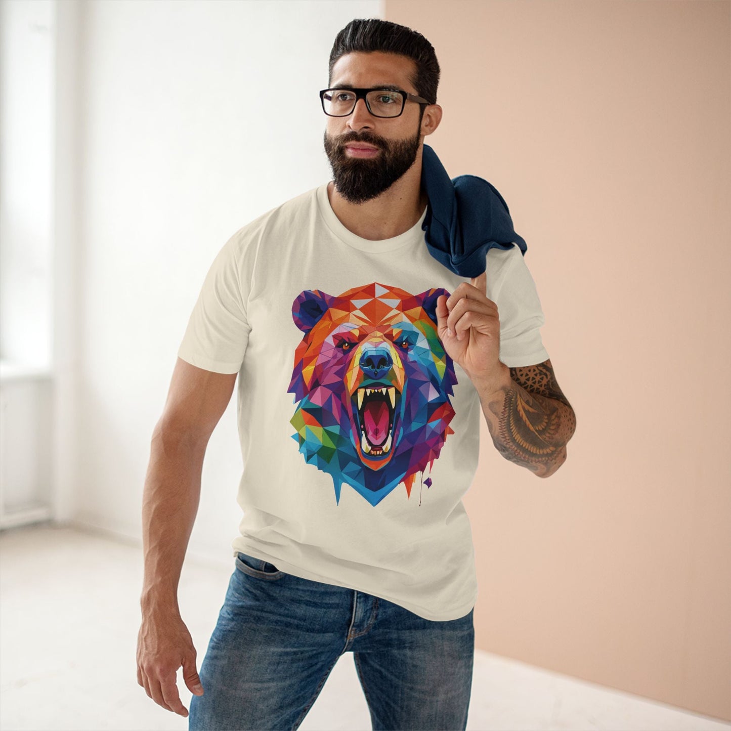 Bear Graphic Unisex 100 Cotton Staple Tee with Animal Design Artwork 15