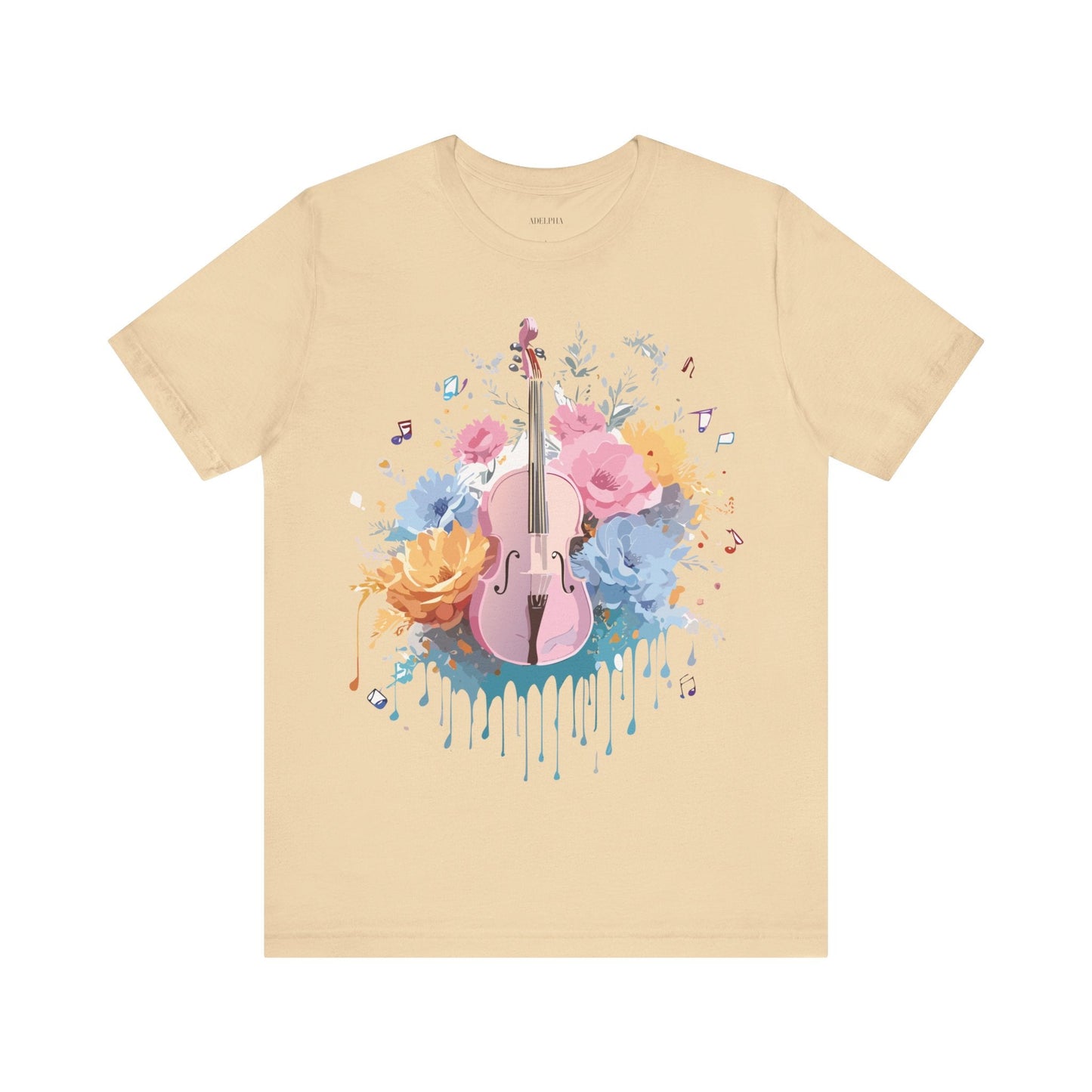 Music Graphic Unisex 100 Cotton Vintage Art with Musical Elements Tee 135