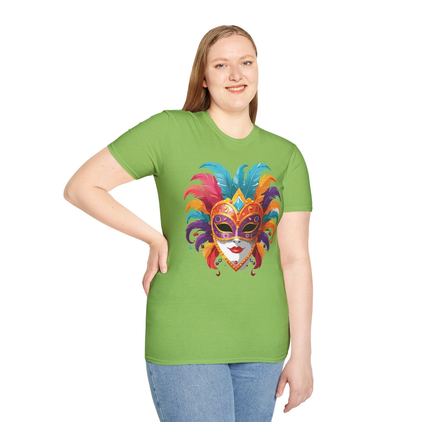 Unisex Gildan Softstyle Mask Tee Shirt With Art Design Casual Everyday Wear Masquerade Tee