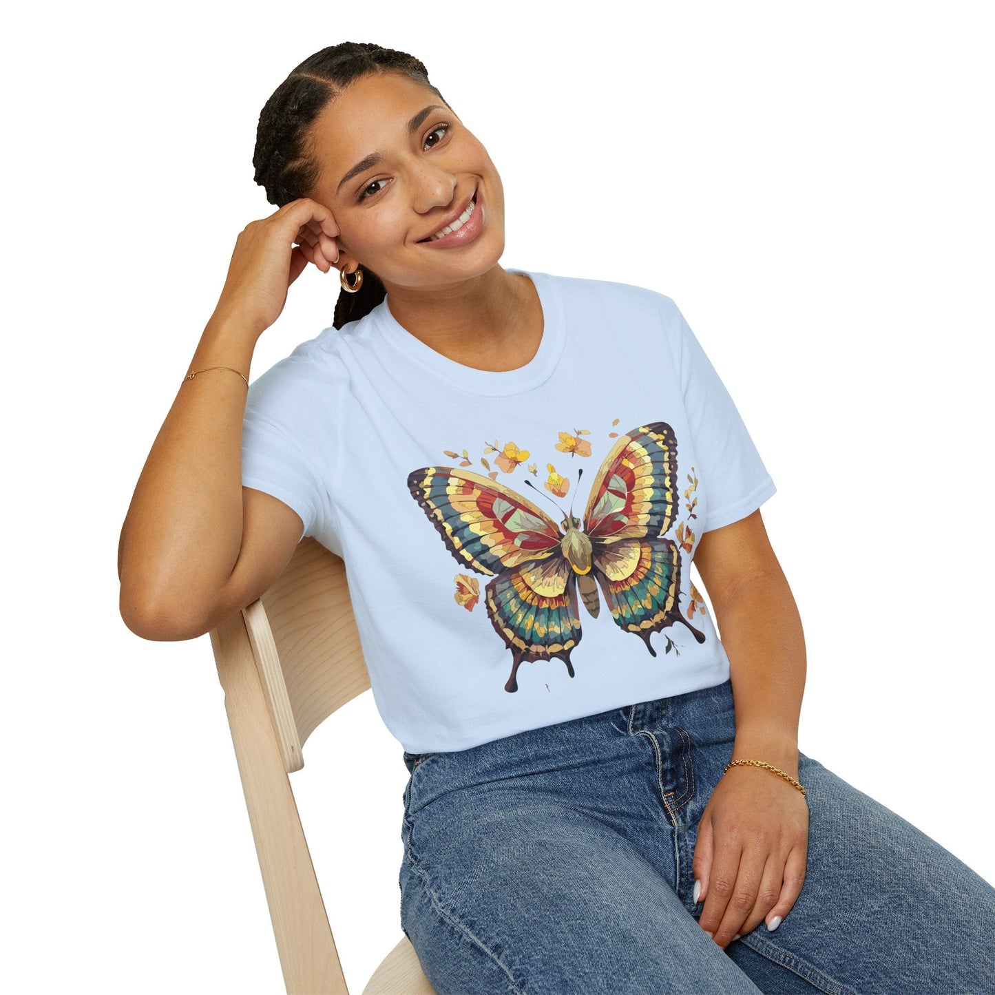 Butterfly Graphic T Shirt Unisex Gildan Softstyle 64000 Monarch Design Lightweight Everyday Wear